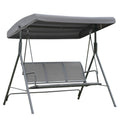 EASYCOMFORT 3-Seater Garden Swing with Canopy, Outdoor Swing in Steel and Polyester Fabric, 175 x 118 x 159cm Gray