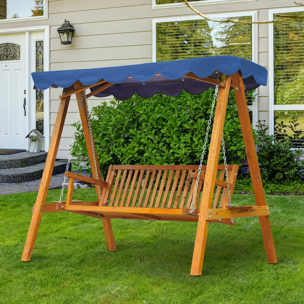 EasyComfort 3-zits tuinschommel met houten overkapping 200 x 130 x 185cm