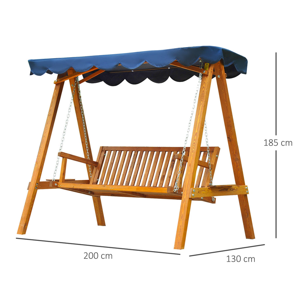 EasyComfort 3-zits tuinschommel met houten overkapping 200 x 130 x 185cm