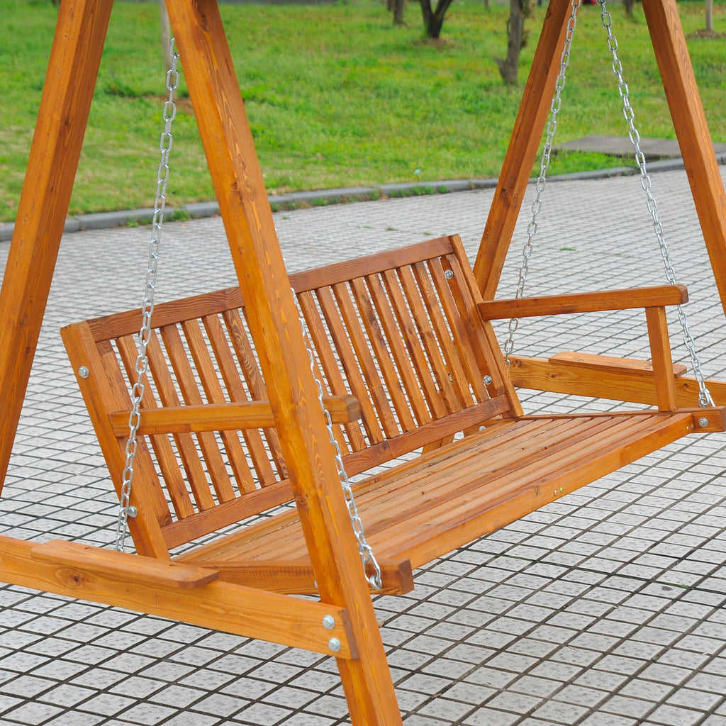 EasyComfort 3-zits tuinschommel met houten overkapping 200 x 130 x 185cm