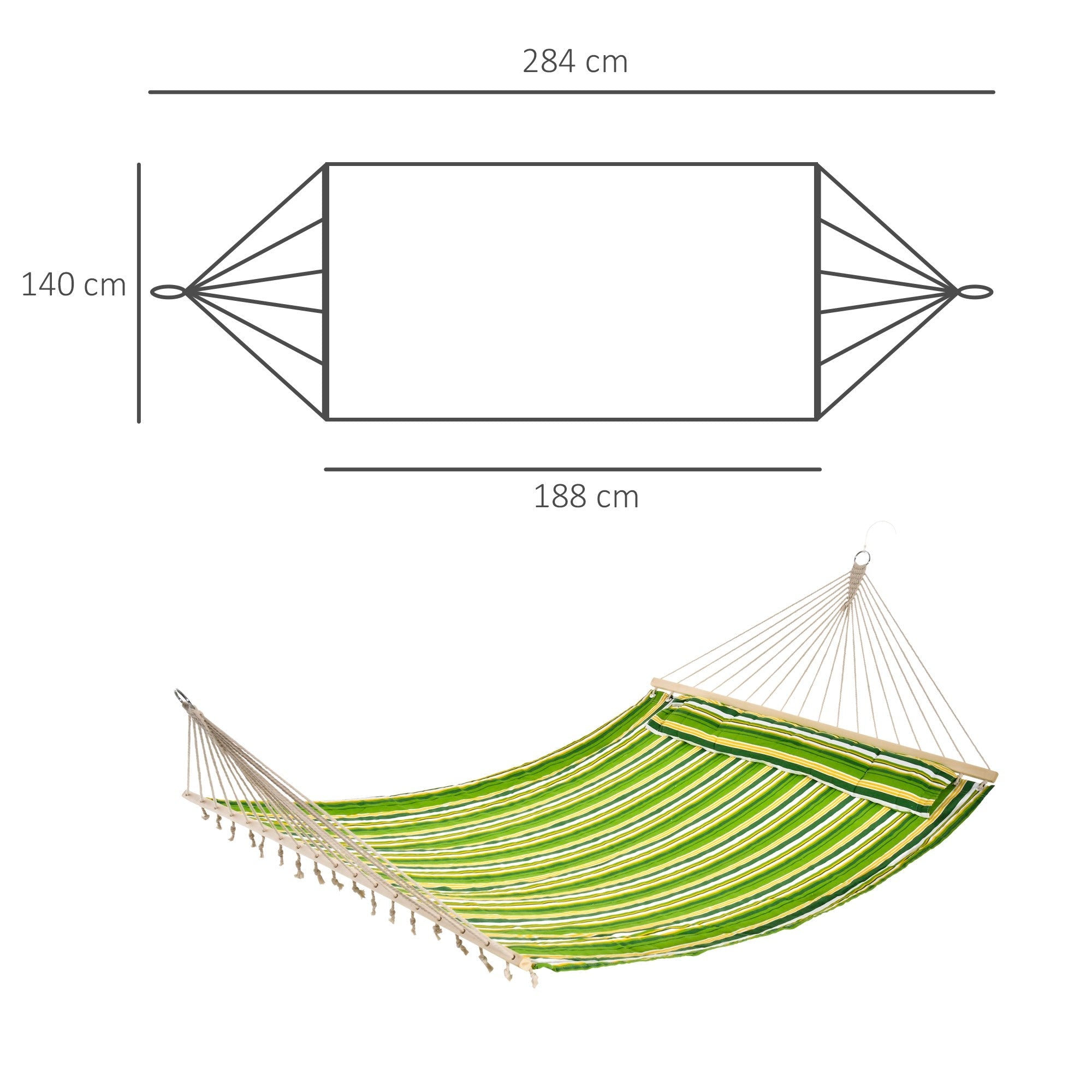 EasyComfort dubbele hangmat 188x140 cm met 3 kussens