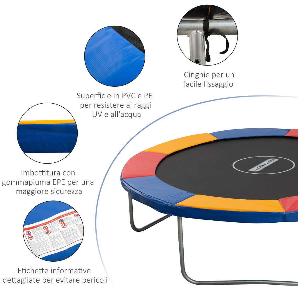 EASYCOMFORT Padded Trampoline Edge Cover, Protection for Trampoline in PVC Red Blue Yellow (Ø305cm)