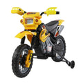 Easycomfort Moto Cross Elettrica with Rotelle Giallo per Bambini 3 anni e più, Batteria 6V Velocità 2.5km/h, 102 x 53 x 66cm