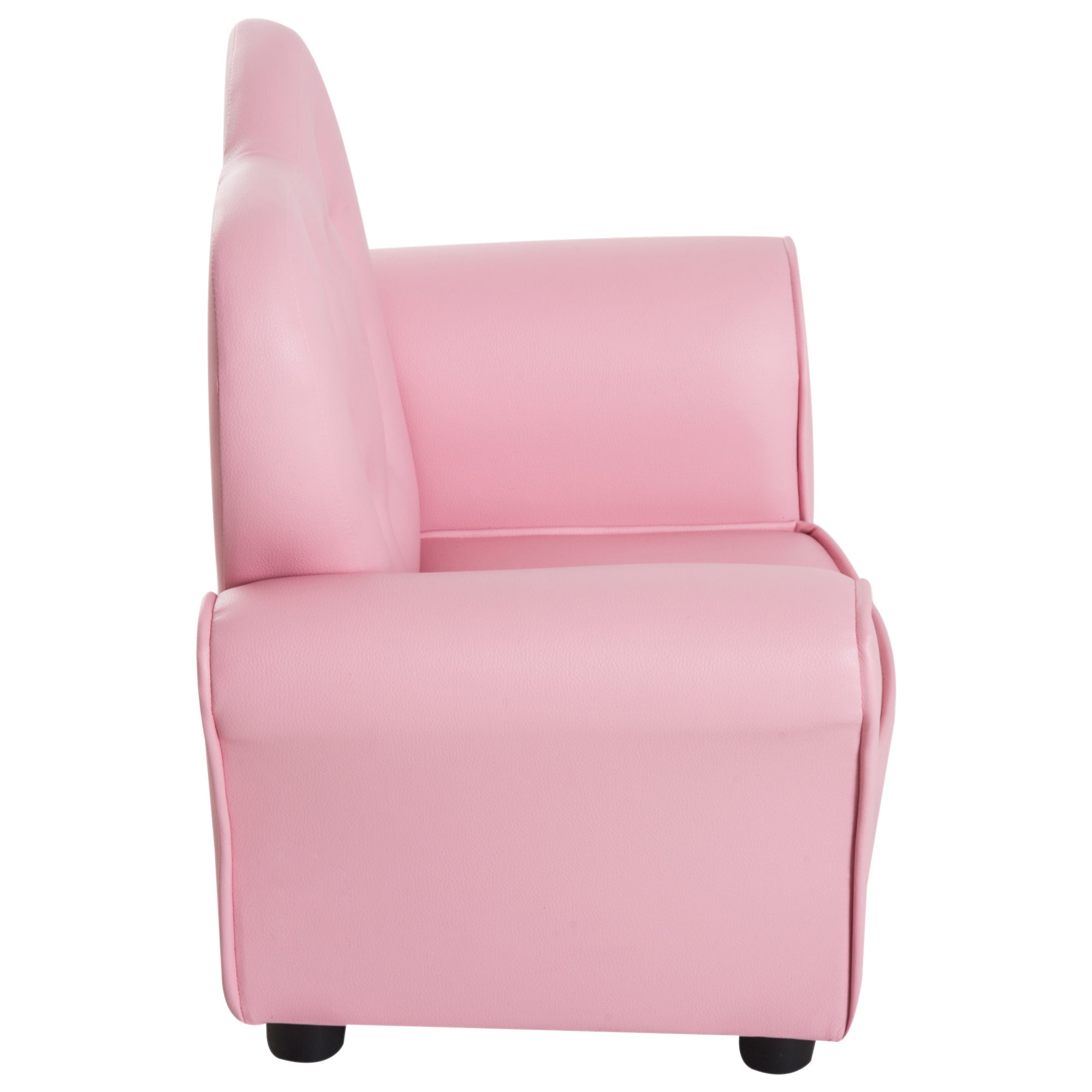 Easycomfort Poltroncina per Bambini Imbottita, Poltrona per cameretta with Rivestimento in PVC e Struttura in Legno, 59x41.5x49cm, Rosa