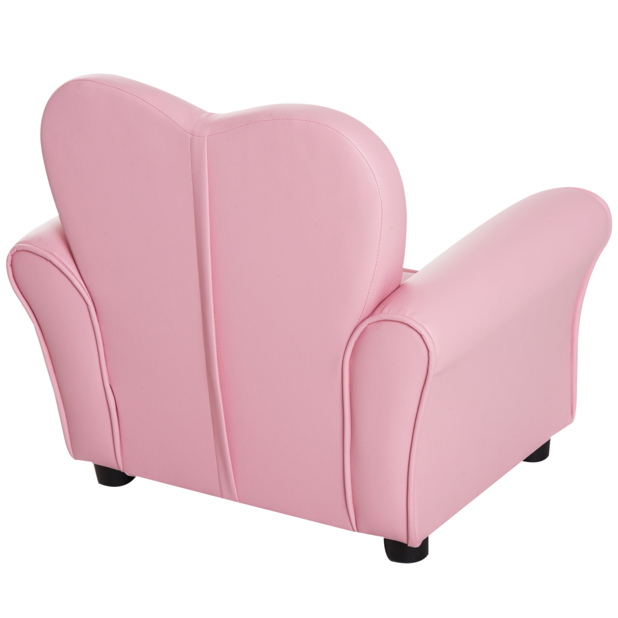 Easycomfort Poltroncina per Bambini Imbottita, Poltrona per cameretta with Rivestimento in PVC e Struttura in Legno, 59x41.5x49cm, Rosa