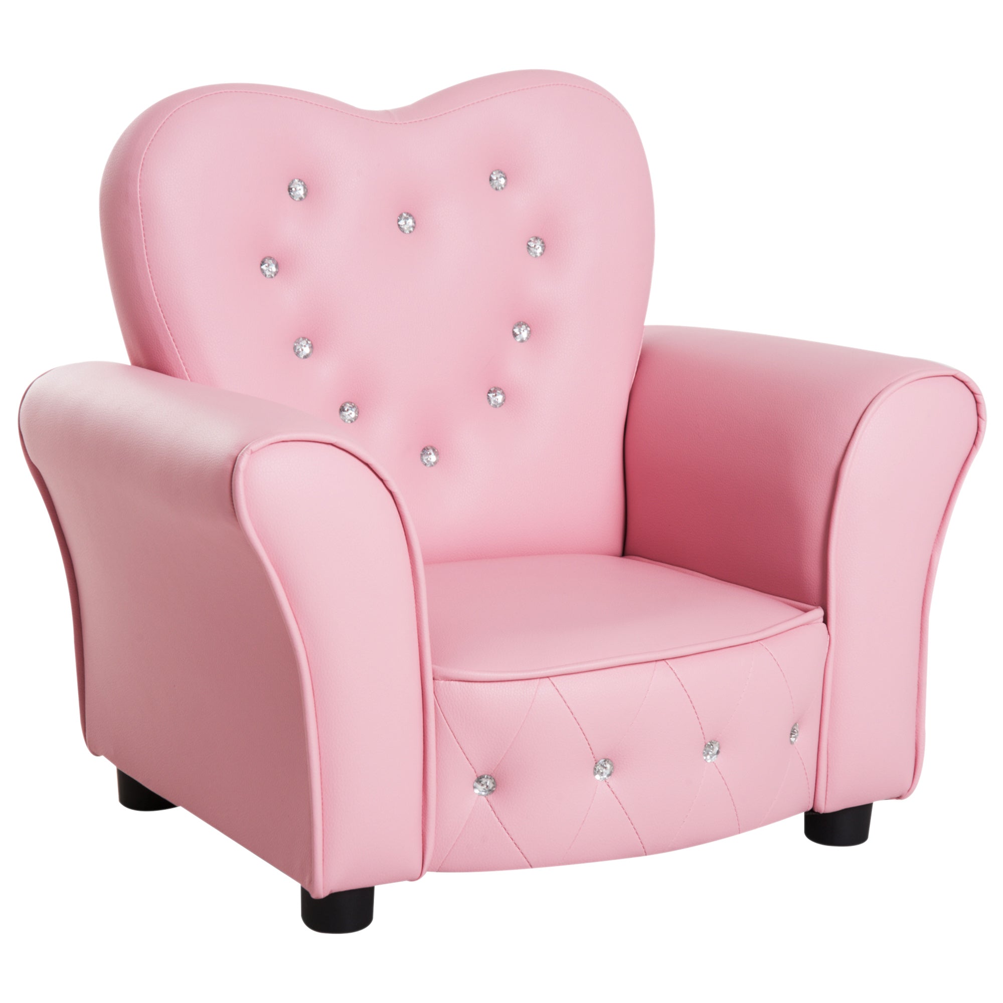Easycomfort Poltroncina per Bambini Imbottita, Poltrona per cameretta with Rivestimento in PVC e Struttura in Legno, 59x41.5x49cm, Rosa