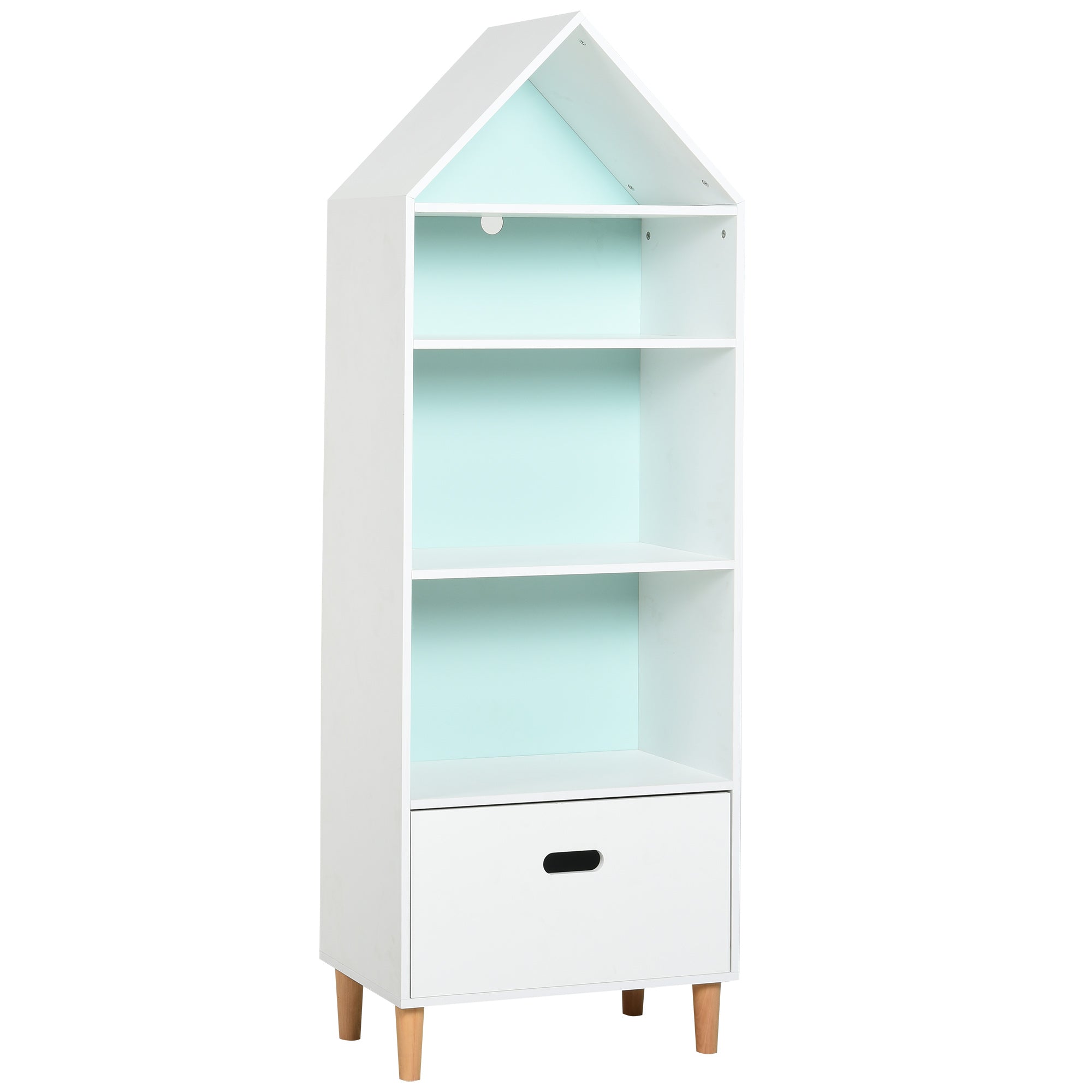 EasyComfort kinderboekenkast met lade wit/blauw