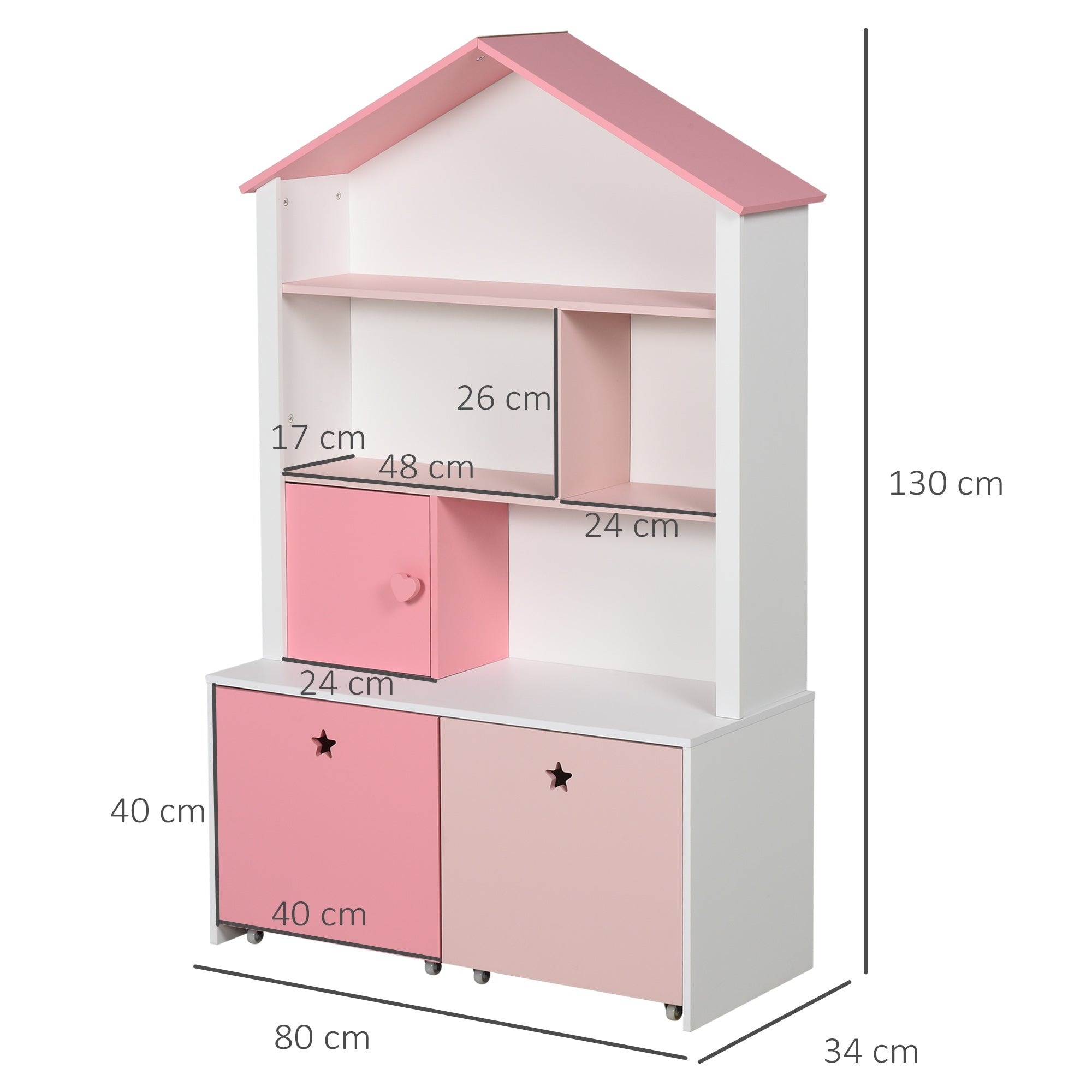 EasyComfort speelgoedkast roze met 2 lades 80 x 34 x 130 cm