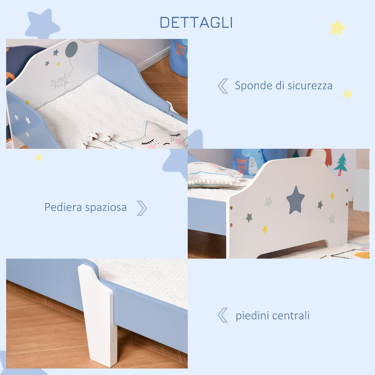 EasyComfort kinderbed blauw/wit 143 x 74 x 59 cm