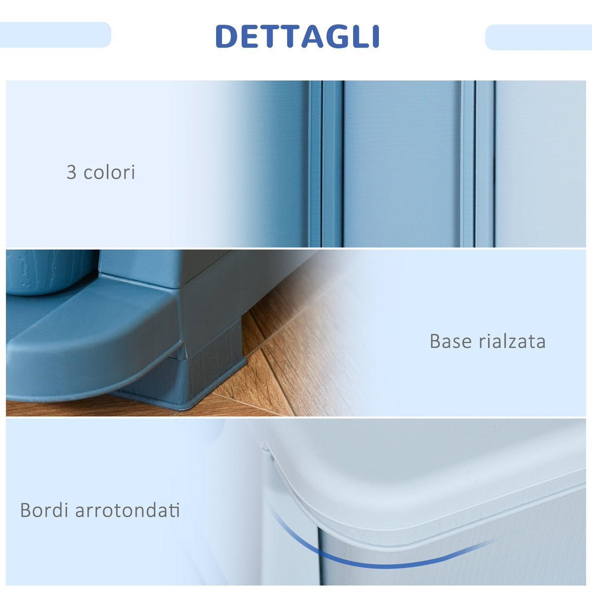 EasyComfort kunststof ladekast met 3 lades 37x37x56,5 cm blauw