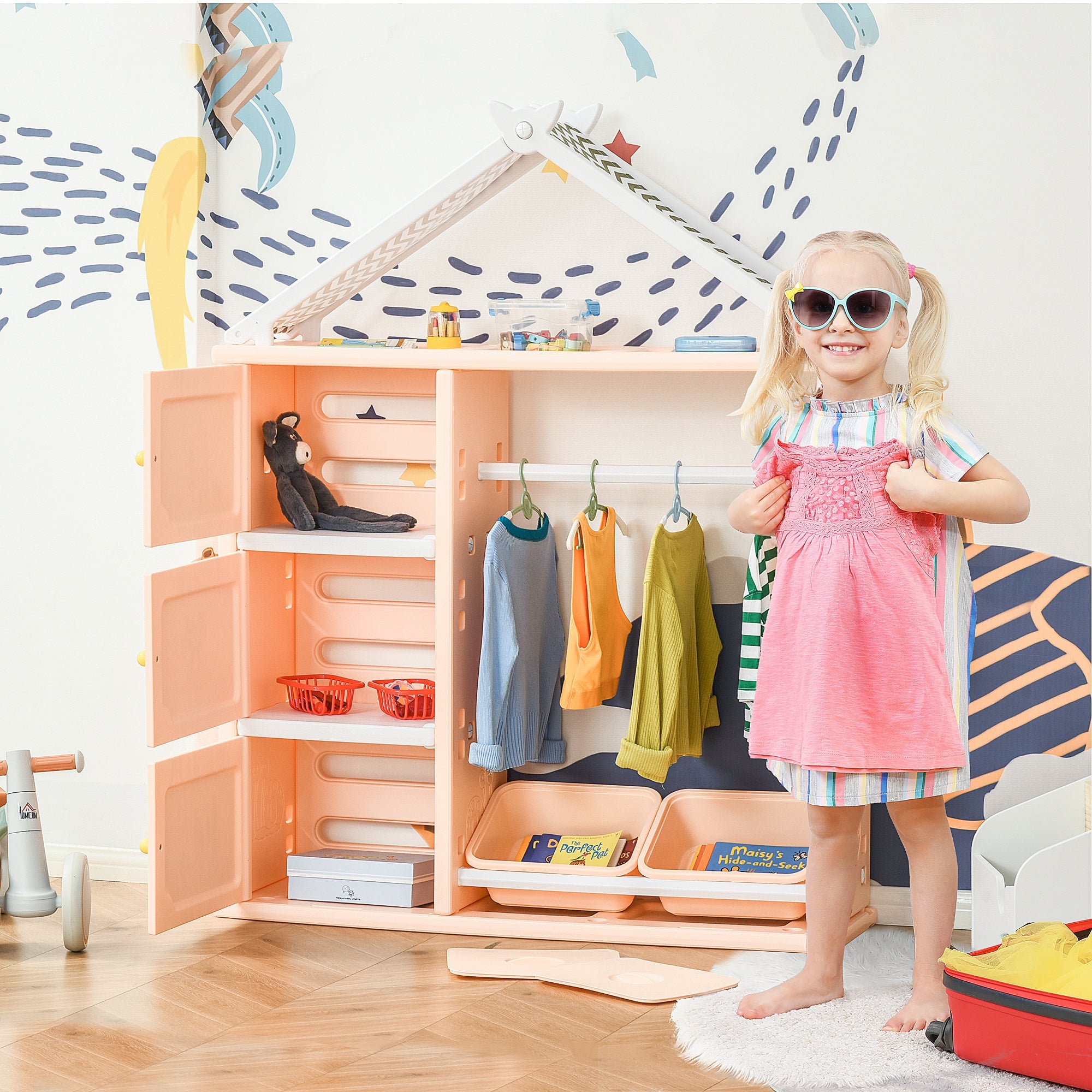 EasyComfort kinderkamer opbergkast 128x34x155 cm oranje PE