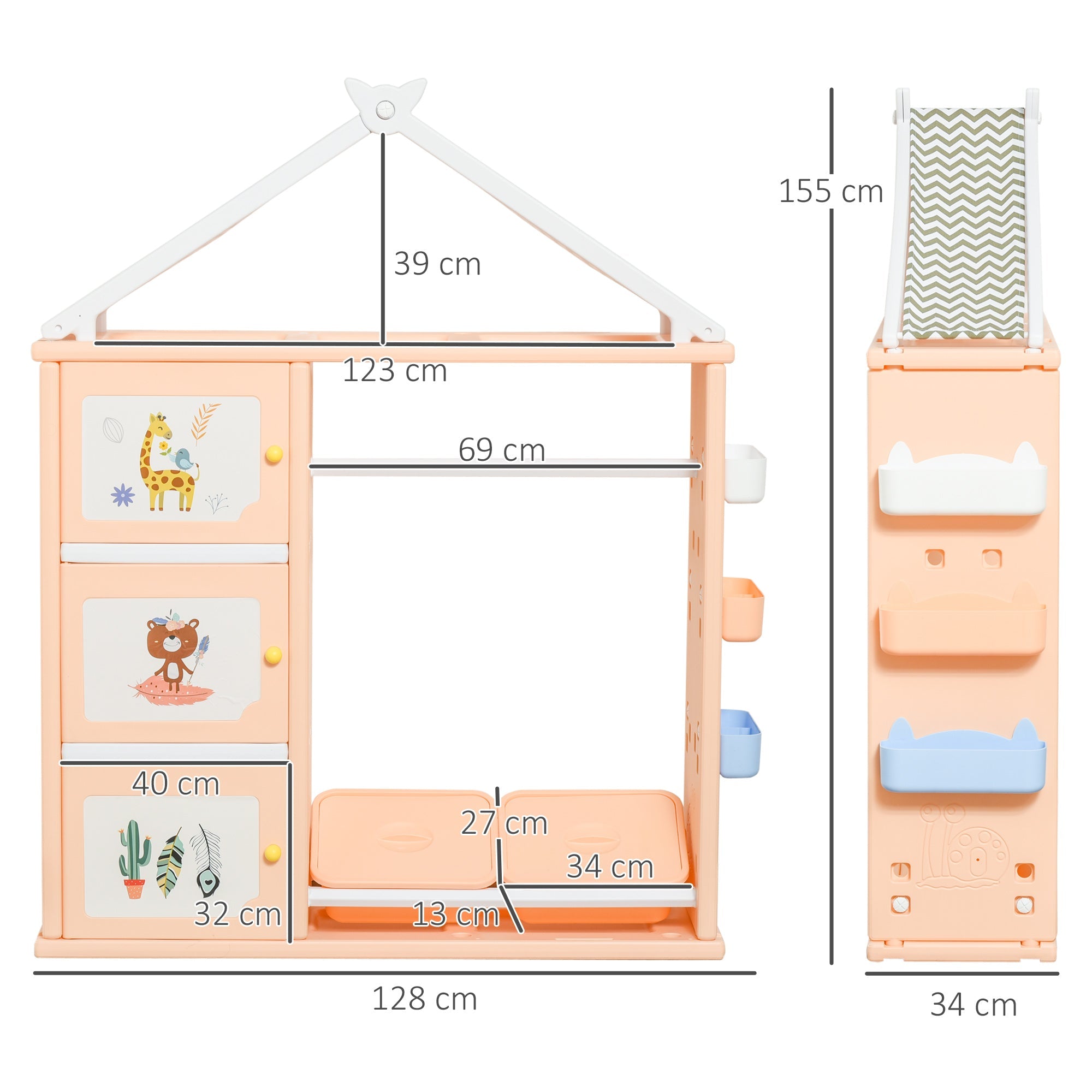 EasyComfort kinderkamer opbergkast 128x34x155 cm oranje PE