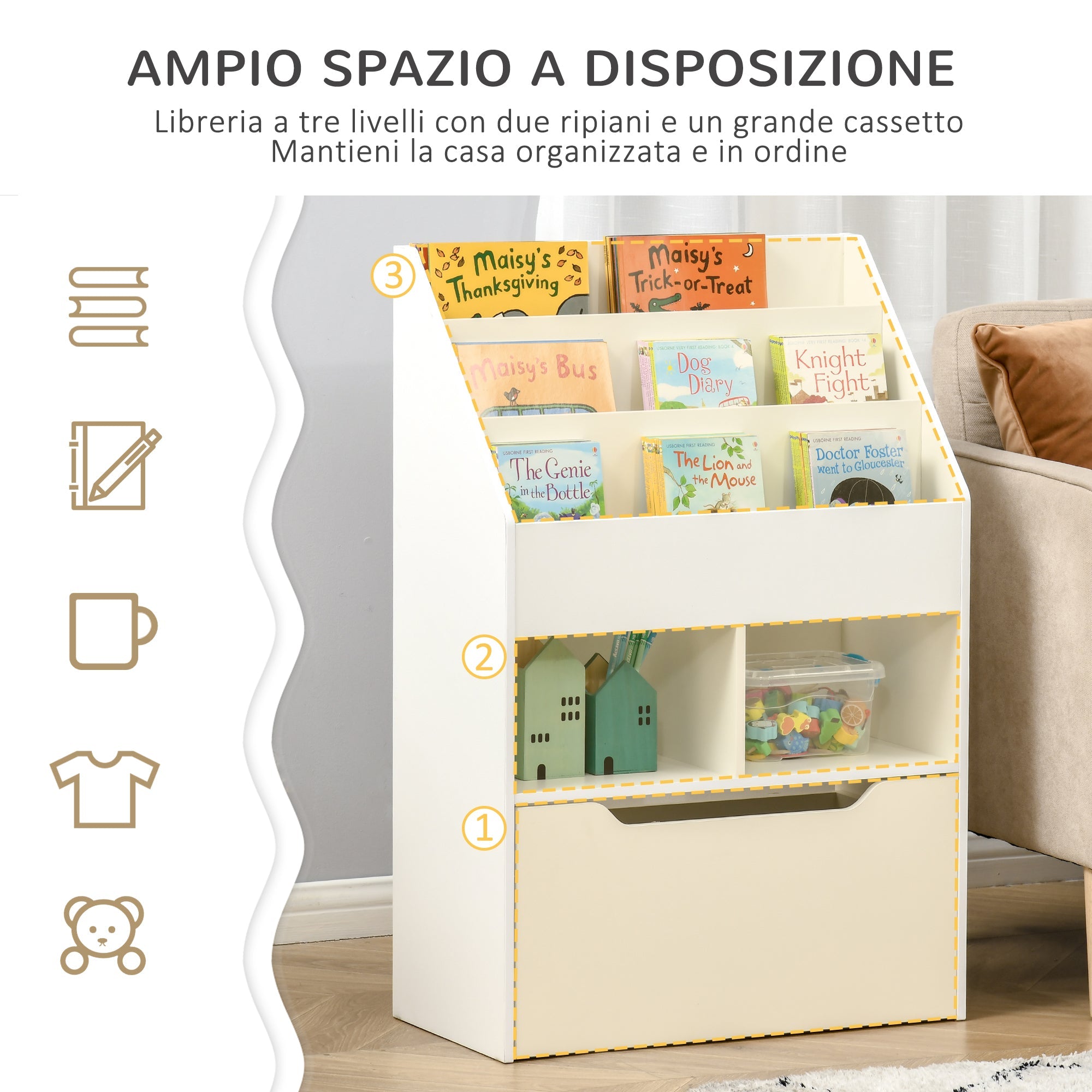 EasyComfort Piccola kinderboekenkast 60x29.9x90 cm