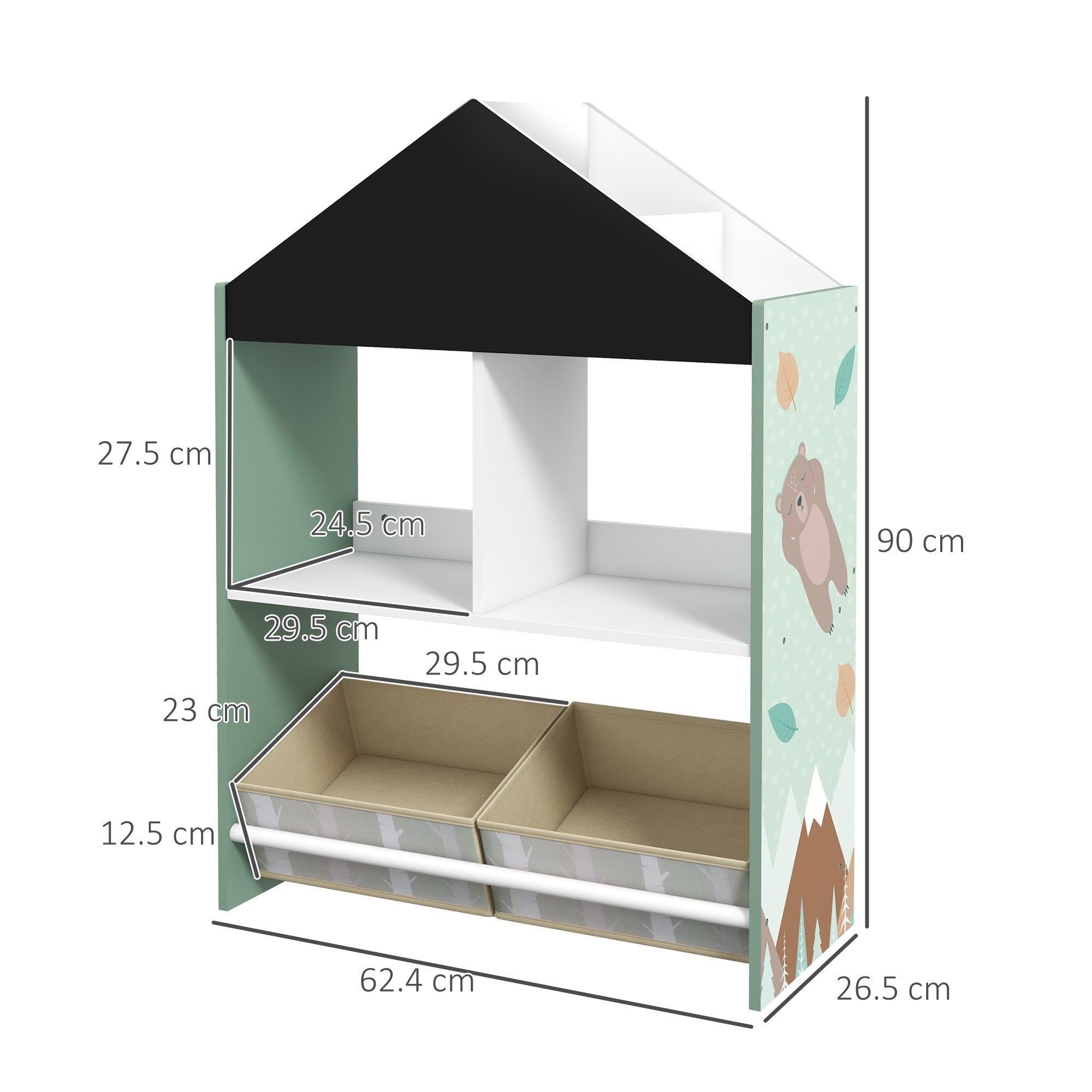 EasyComfort Speelgoedrek met verwijderbare lades en open vakken, groen