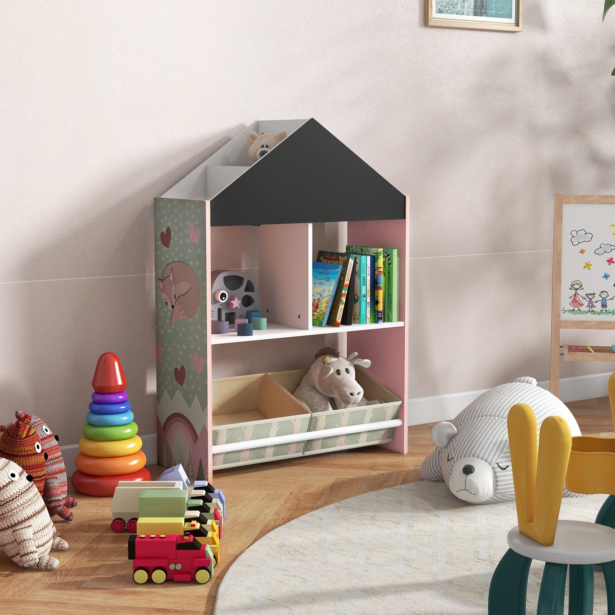 EasyComfort Speelgoedrek met verwijderbare lades en planken, roze