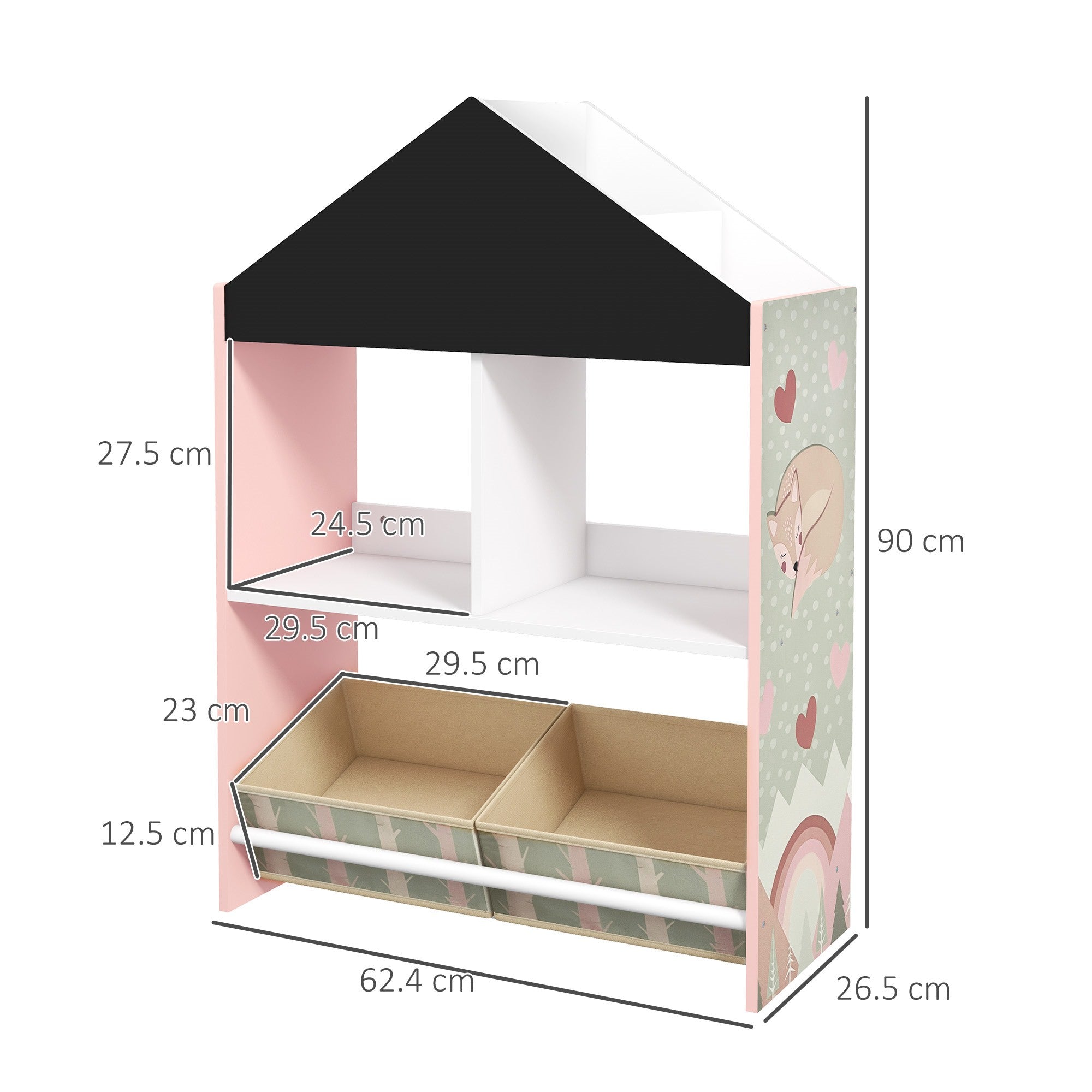 EasyComfort Speelgoedrek met verwijderbare lades en planken, roze