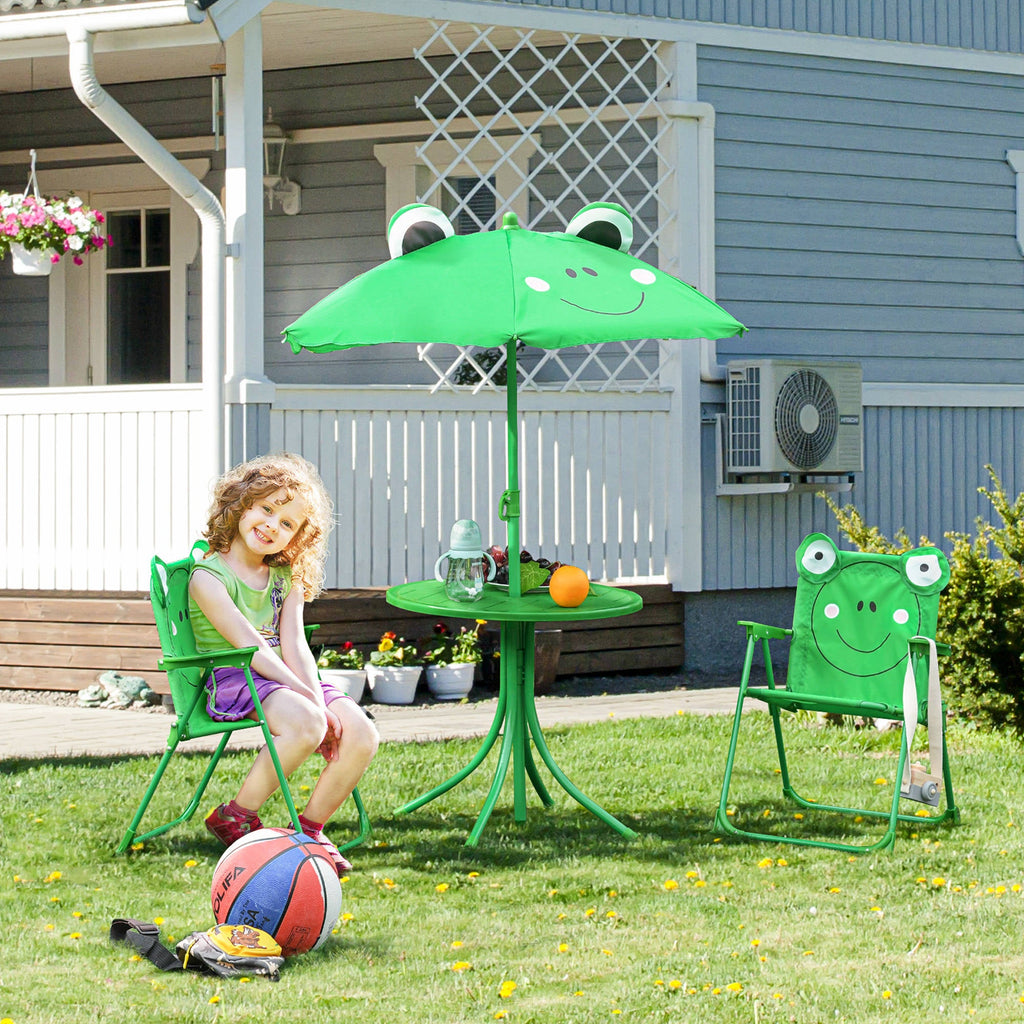 EasyComfort kinder tuinset - 2 opvouwbare stoelen en parasol, groen