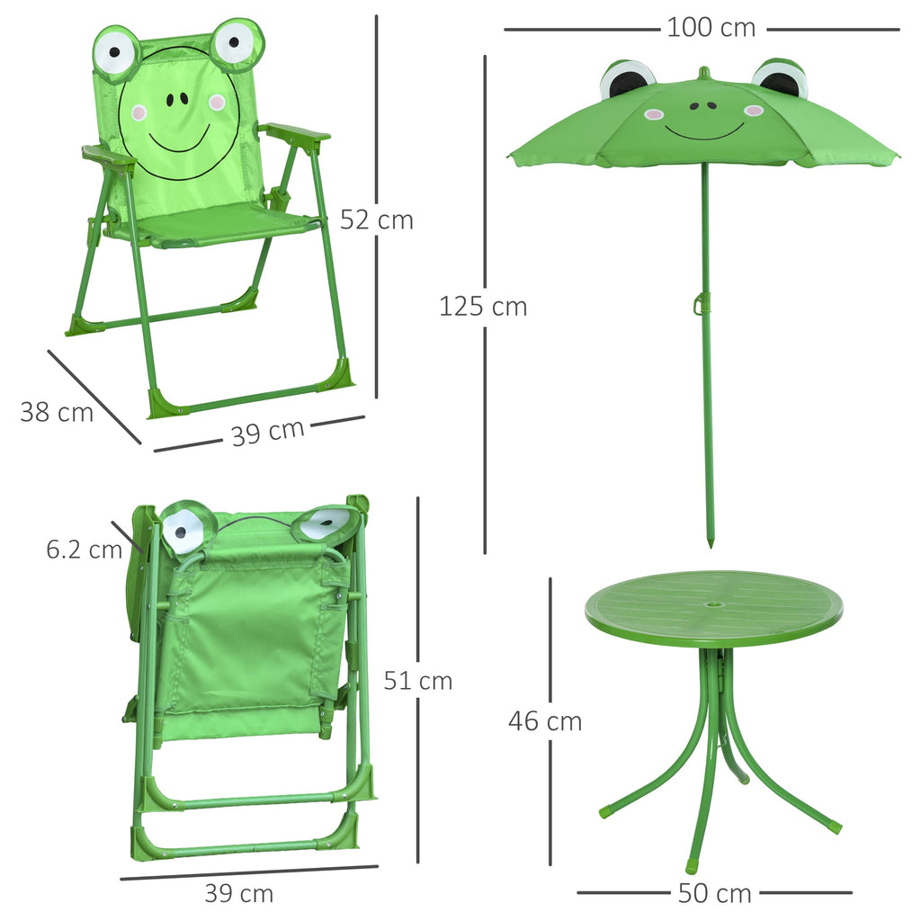 EasyComfort kinder tuinset - 2 opvouwbare stoelen en parasol, groen