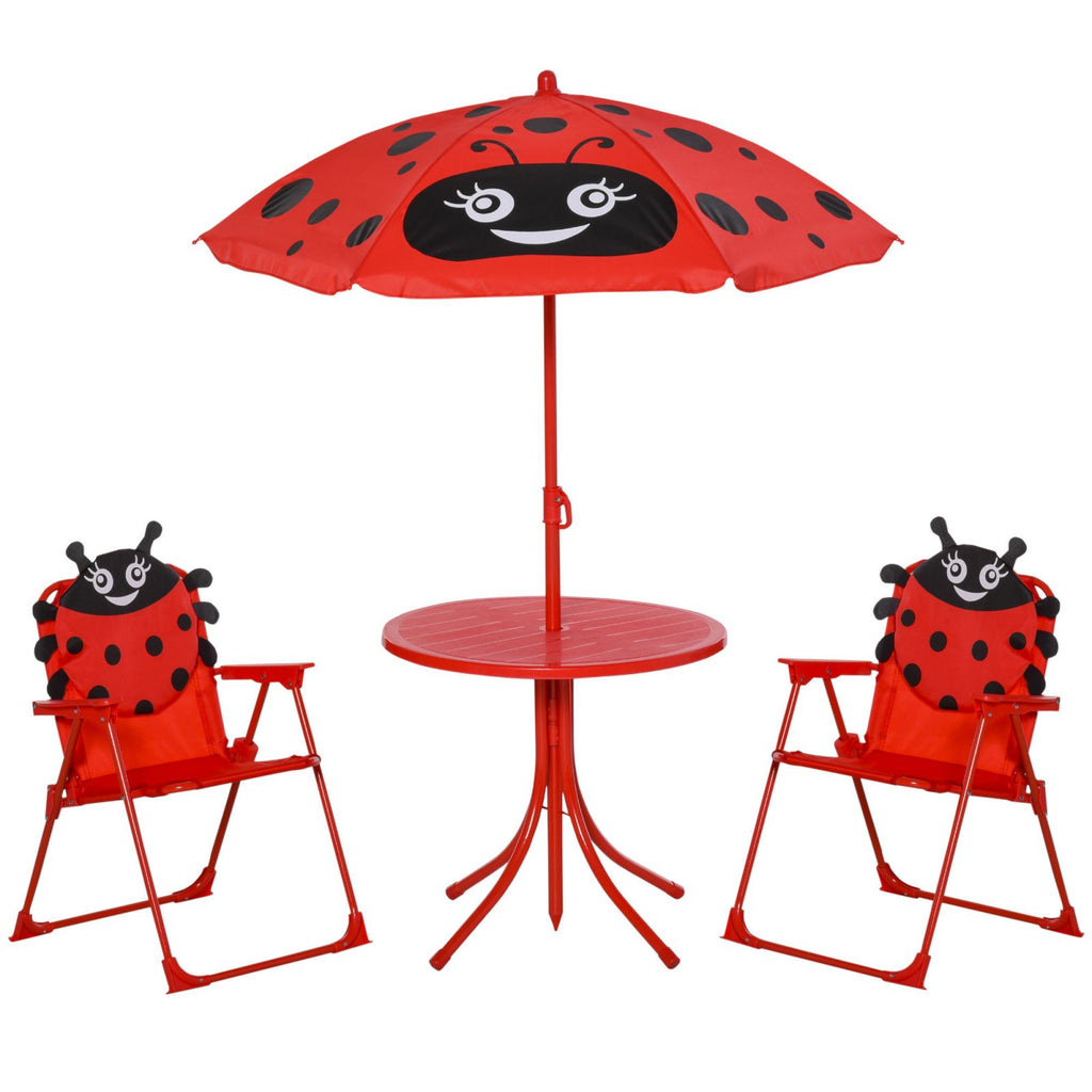 EasyComfort Ladybug Kindertuinset met tafel en 2 klapstoelen