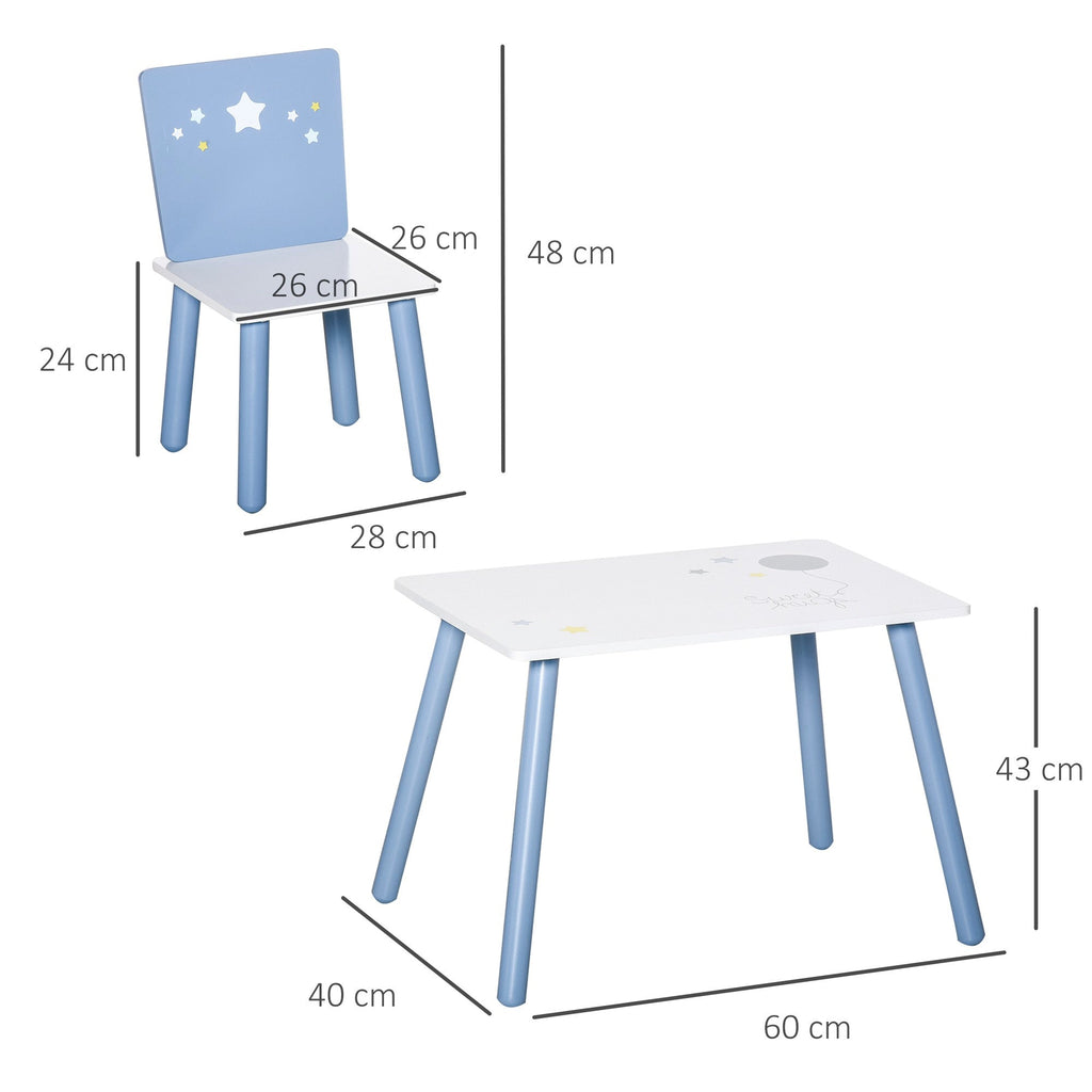 EasyComfort kindertafel en stoelen set 3-delig (2-4 jaar) blauw/wit