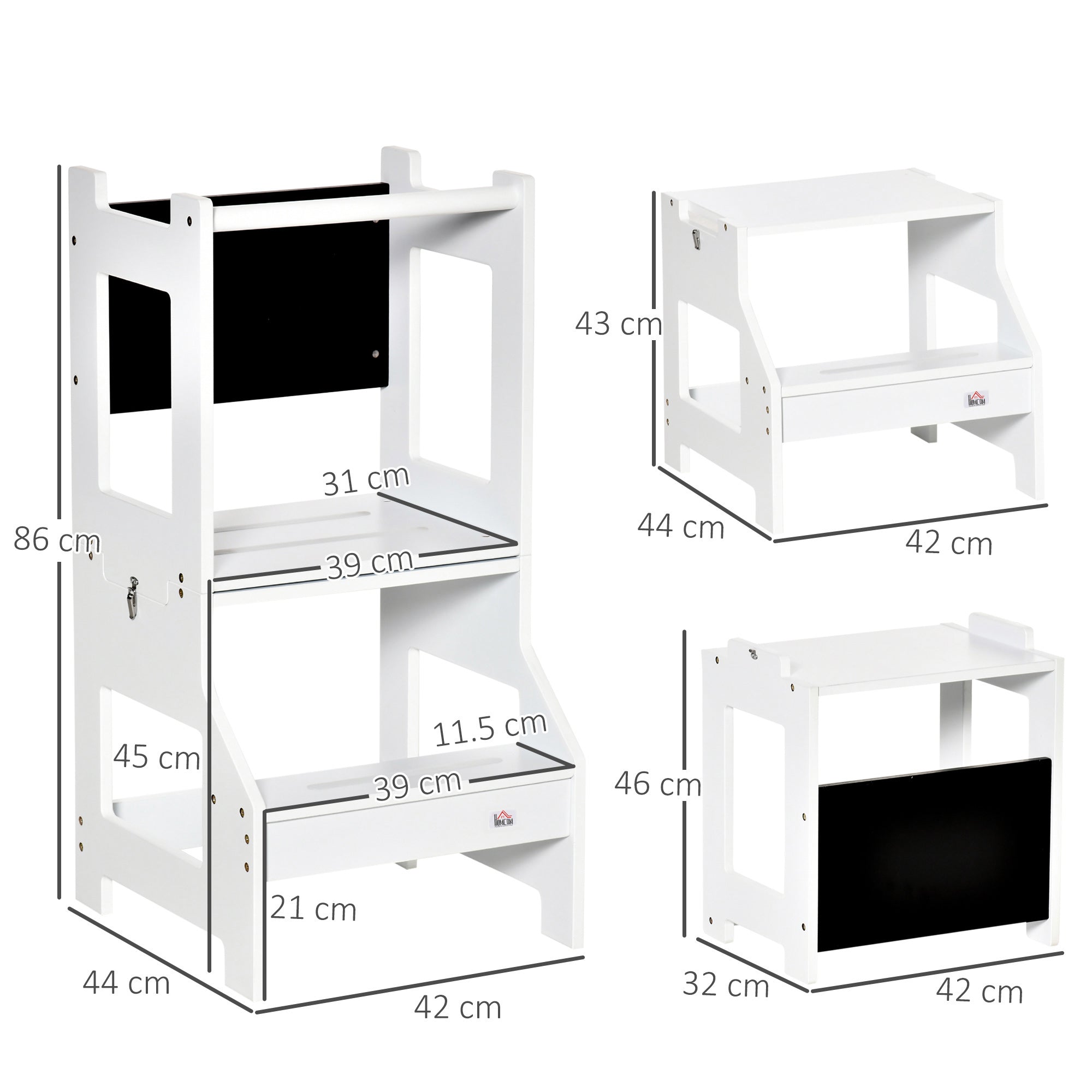 EasyComfort Scala Montessori 2-in-1 kindertrap met krijtbord, MDF, wit