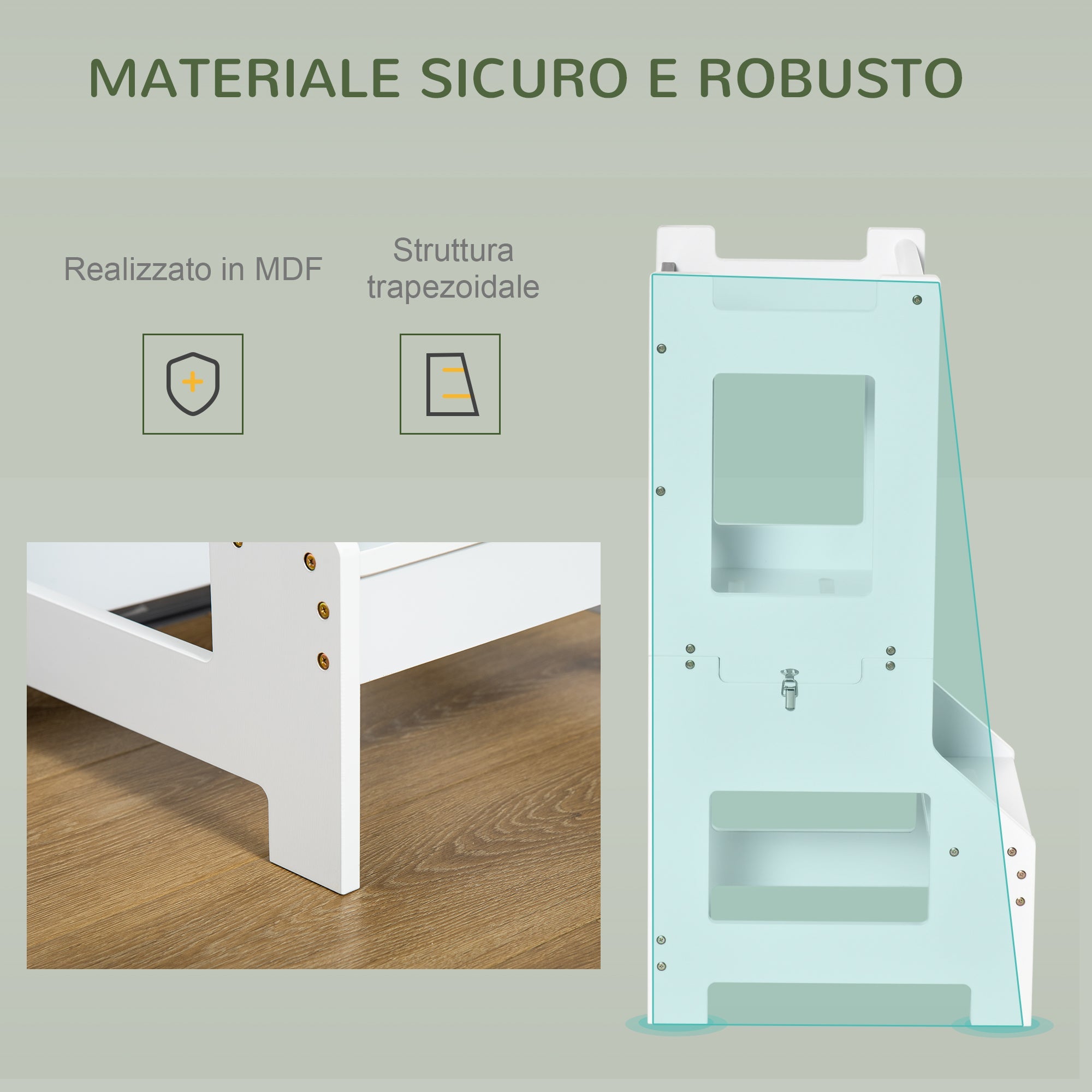 EasyComfort Scala Montessori 2-in-1 kindertrap met krijtbord, MDF, wit