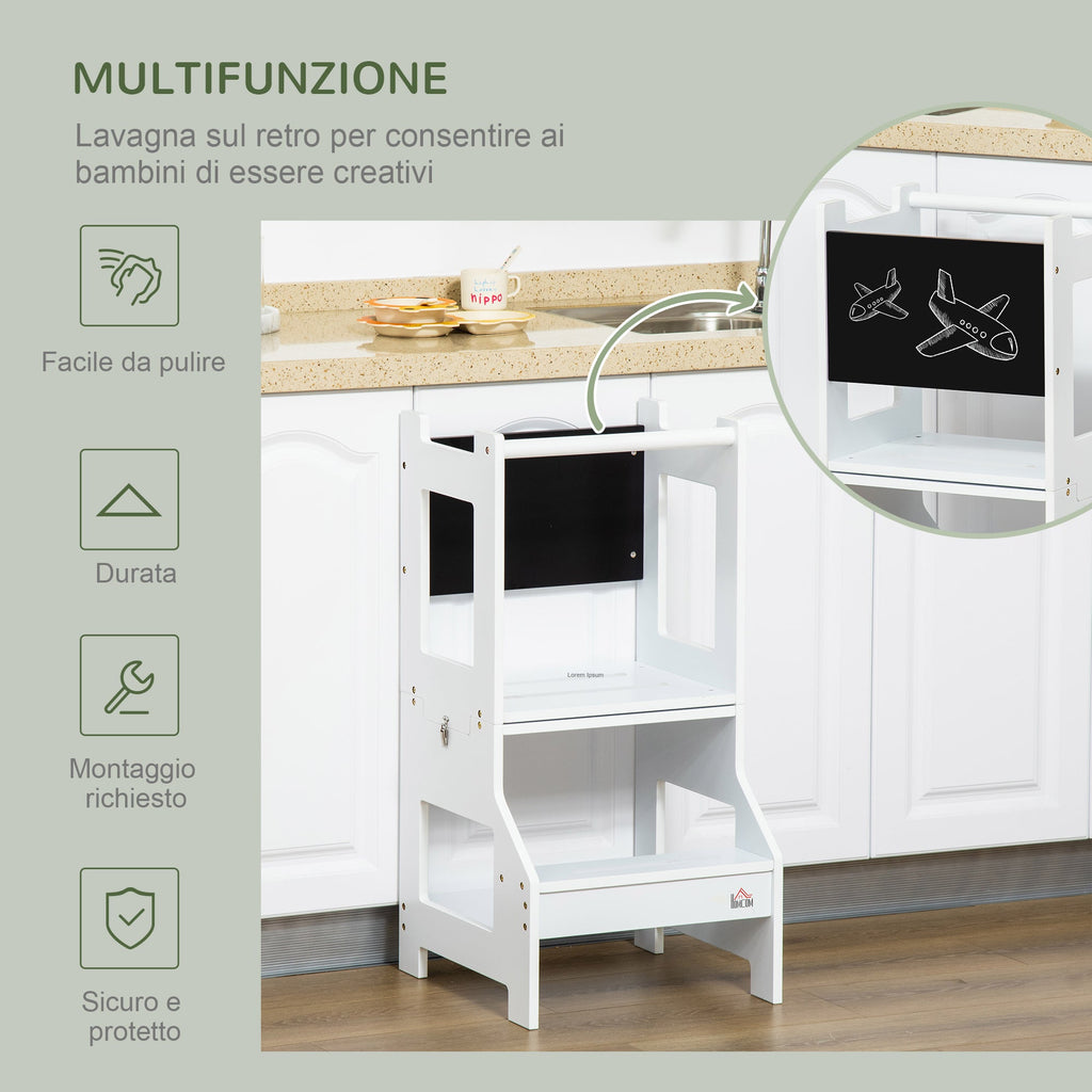 EasyComfort Scala Montessori 2-in-1 kindertrap met krijtbord, MDF, wit