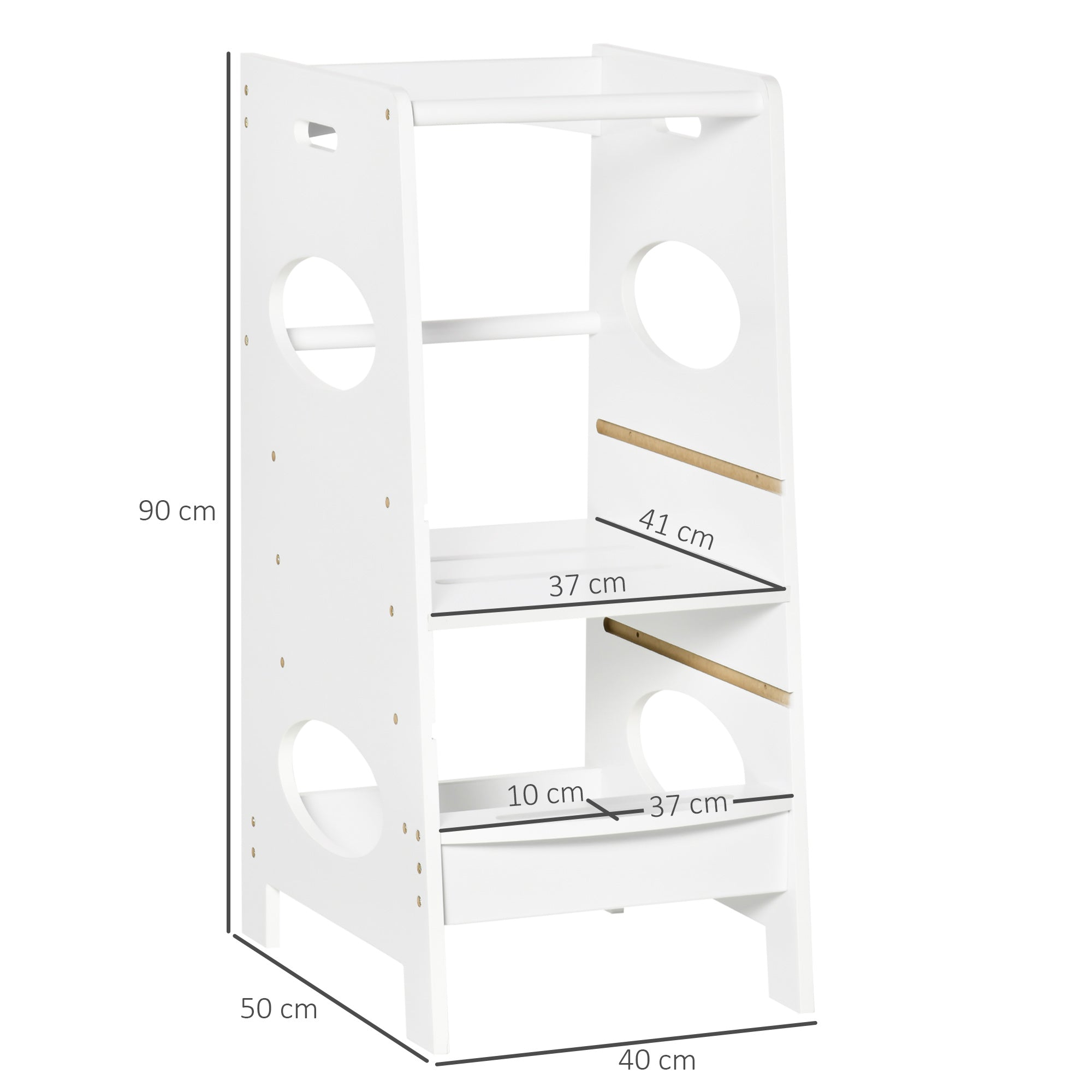 EasyComfort Montessori leertoren verstelbaar 40x50x90 cm wit