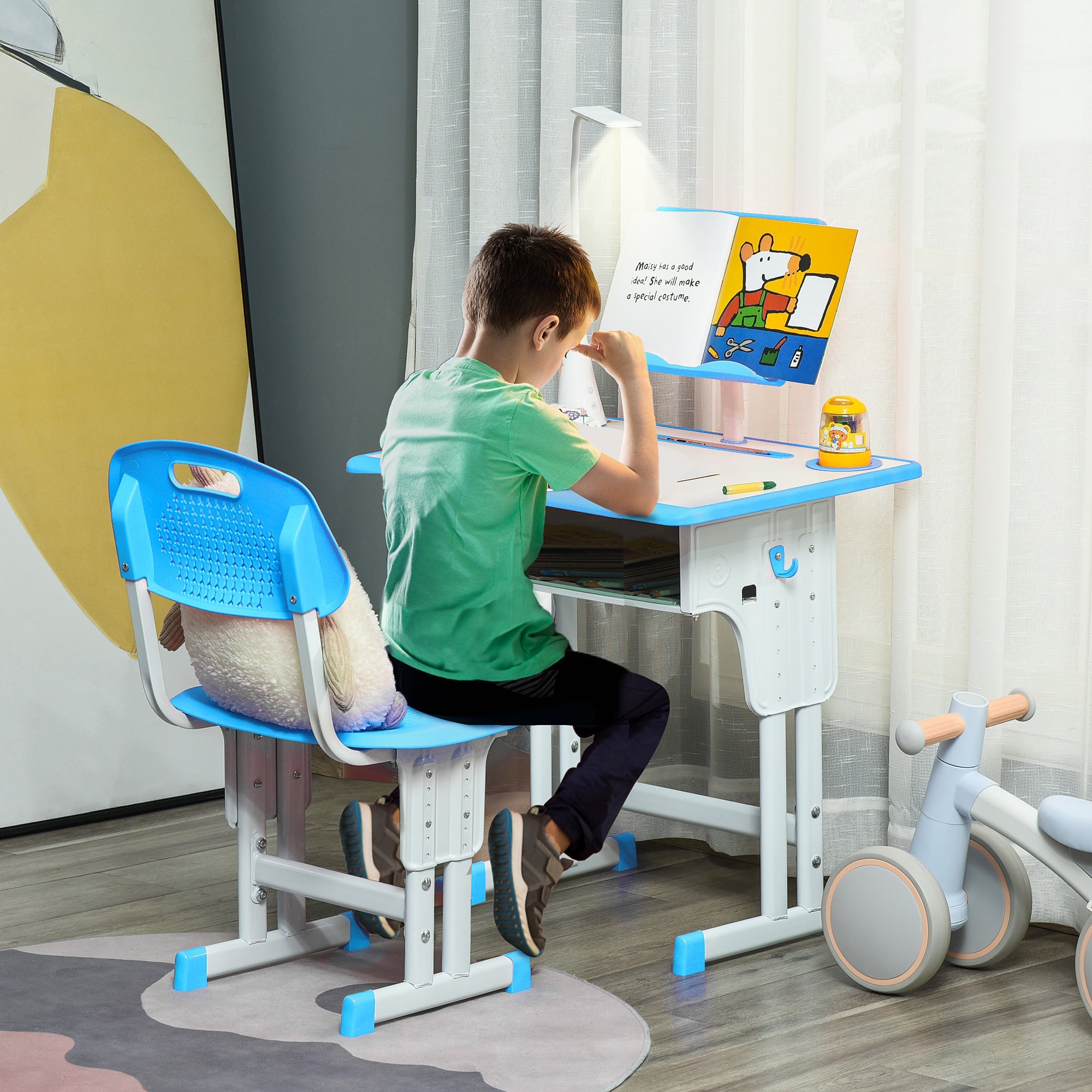 EasyComfort Banco Scuola kinderbureau met verstelbare stoel en lamp 6-12 jaar