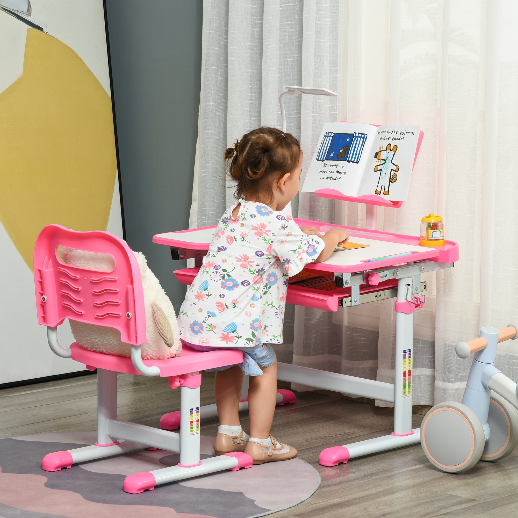 EasyComfort Banco Scuola Regolabile kinderbureau set met stoel 6-12 jaar, 70x49.5x80-105 cm