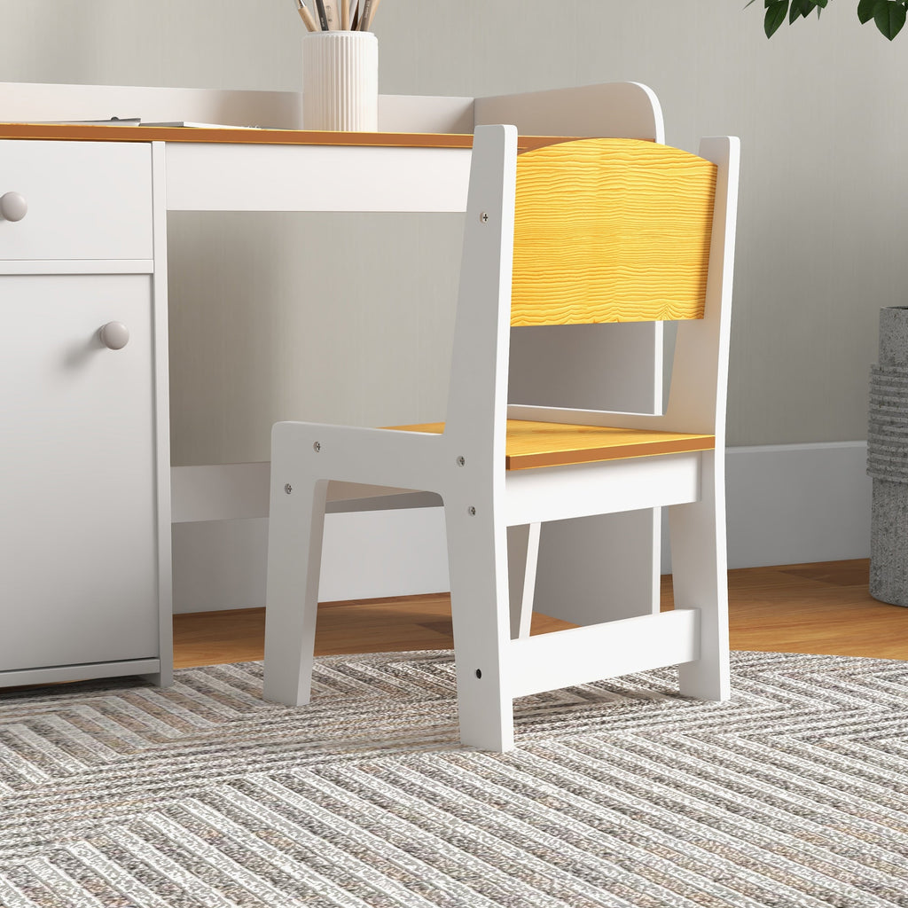 Easycomfort Banco Scuola e Sedia per Bambini da 3-6 Anni with Cassetto e Armadietto in Legno white