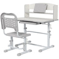 Easycomfort Set Scrivania per Bambini with Sedia Regolabile in Altezza e Piano Inclinabile, Età 6-12 Anni, Grigio