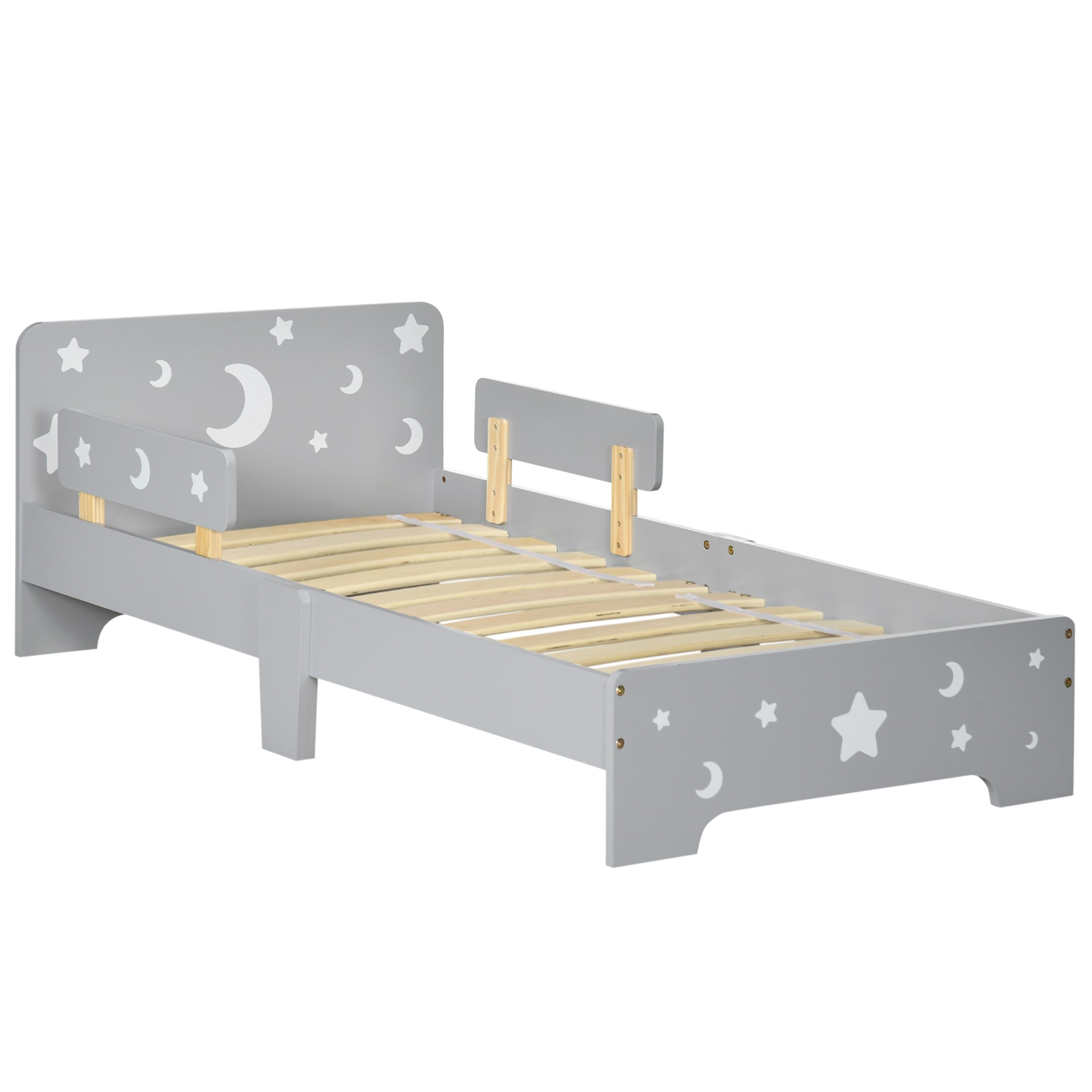 Easycomfort Letto per Bambini 3-6 Anni with Motivi a Stelle e Luna in Pannelli di MDF e Truciolato, 143x76x49 cm