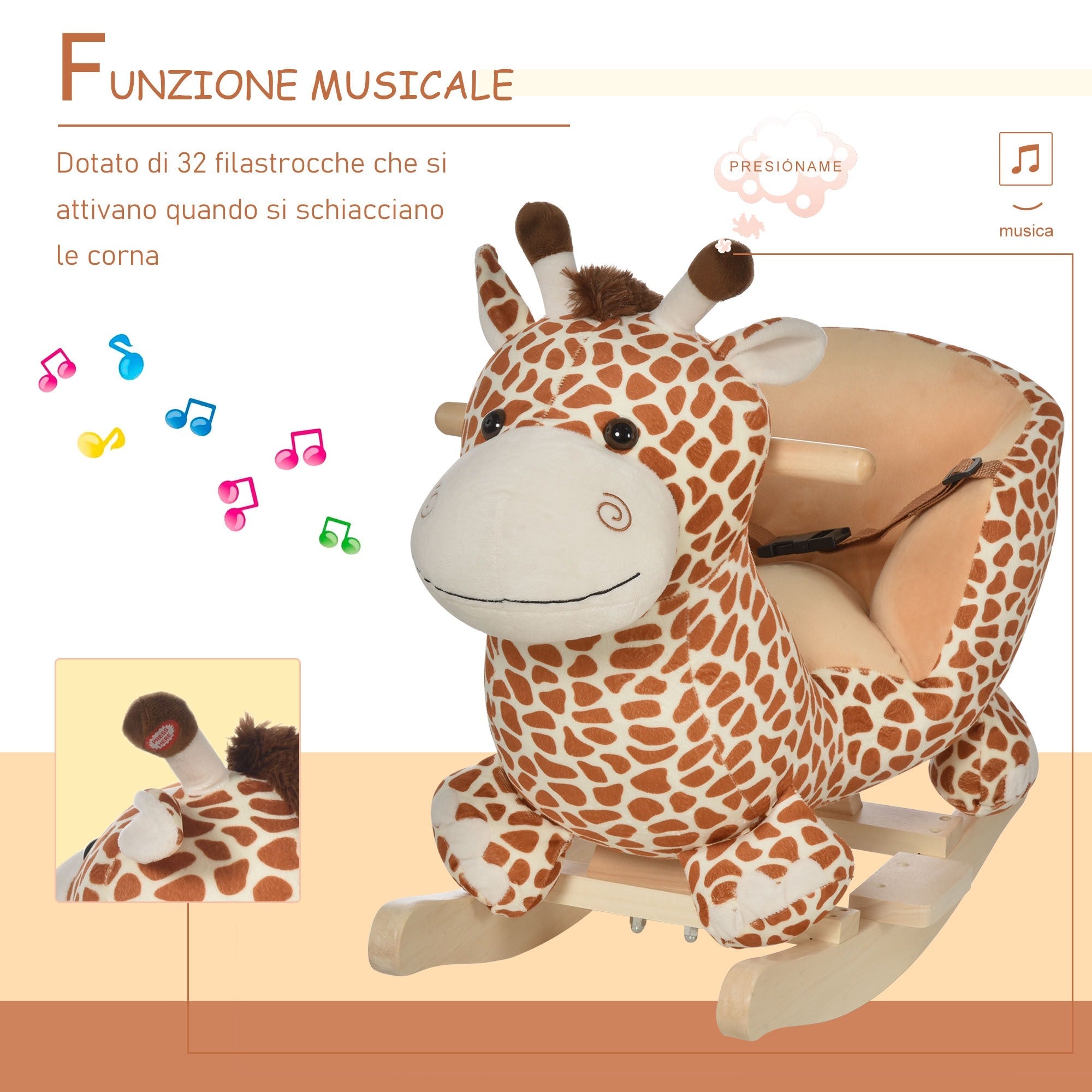 EasyComfort Giraffe schommelpaard 60 x 33 x 45cm