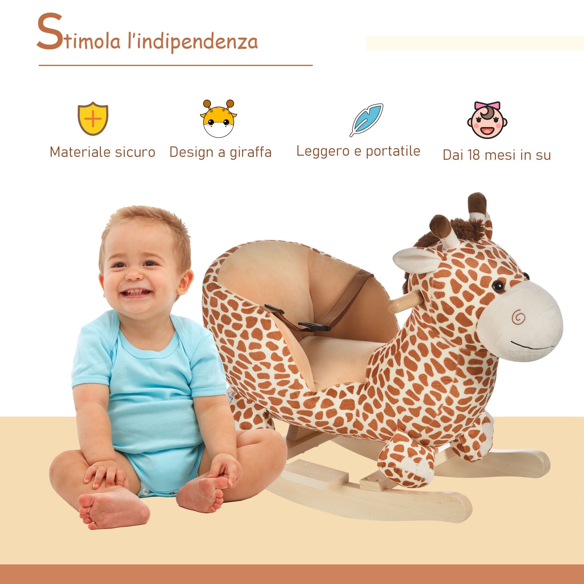 EasyComfort Giraffe schommelpaard 60 x 33 x 45cm