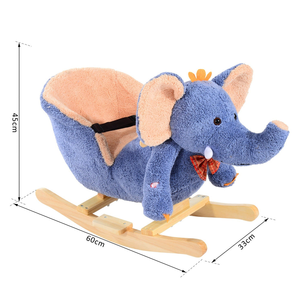 Easycomfort Elefante a Dondolo per Bambini, Blu, 60x33x45cm
