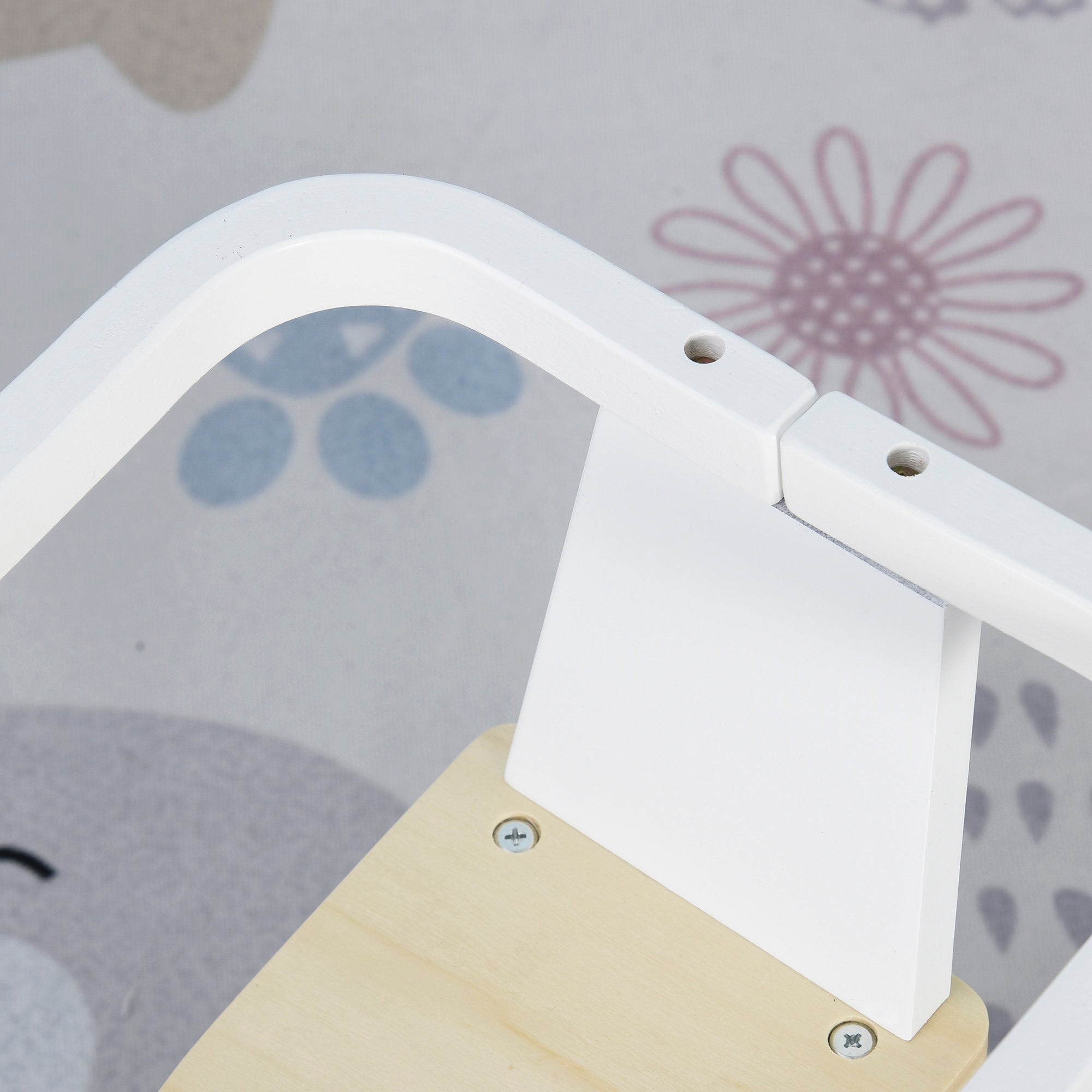 Easycomfort Cavallo a Dondolo Classico in Legno per Bambini 1-3 Anni with Bordo, Maniglie e Poggiapiedi, 68x26.5x48cm, white