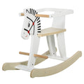 Easycomfort Cavallo a Dondolo Classico in Legno per Bambini 1-3 Anni with Bordo, Maniglie e Poggiapiedi, 68x26.5x48cm, white