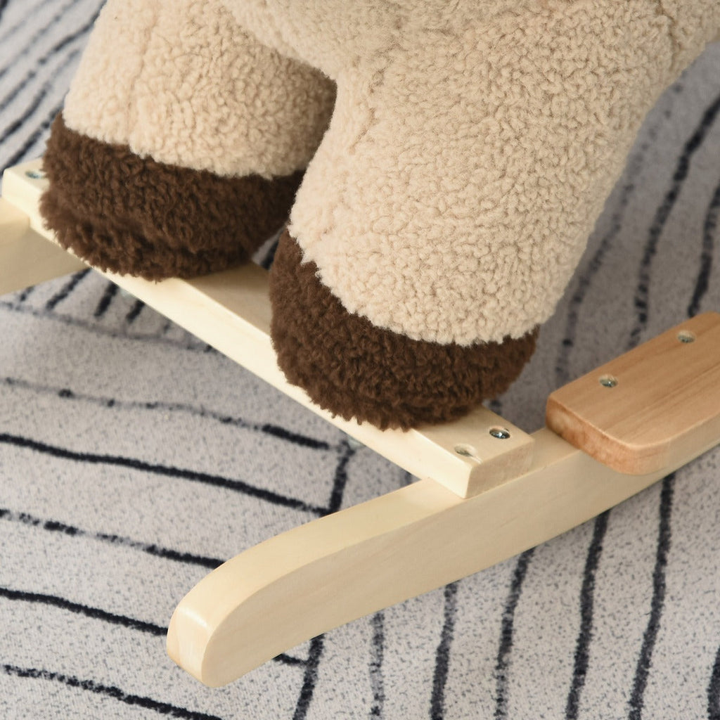 Easycomfort Dondolo Giocattolo a Forma di Leone per Bambini 18-36 Mesi, Ruggisce (3 Batterie Incluse), in Legno e Peluche