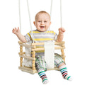 Easycomfort Altalena per Bambini 9-36 Mesi in Legno e Cotone with Corda Regolabile e Cuscino, 30x30x110-180 cm