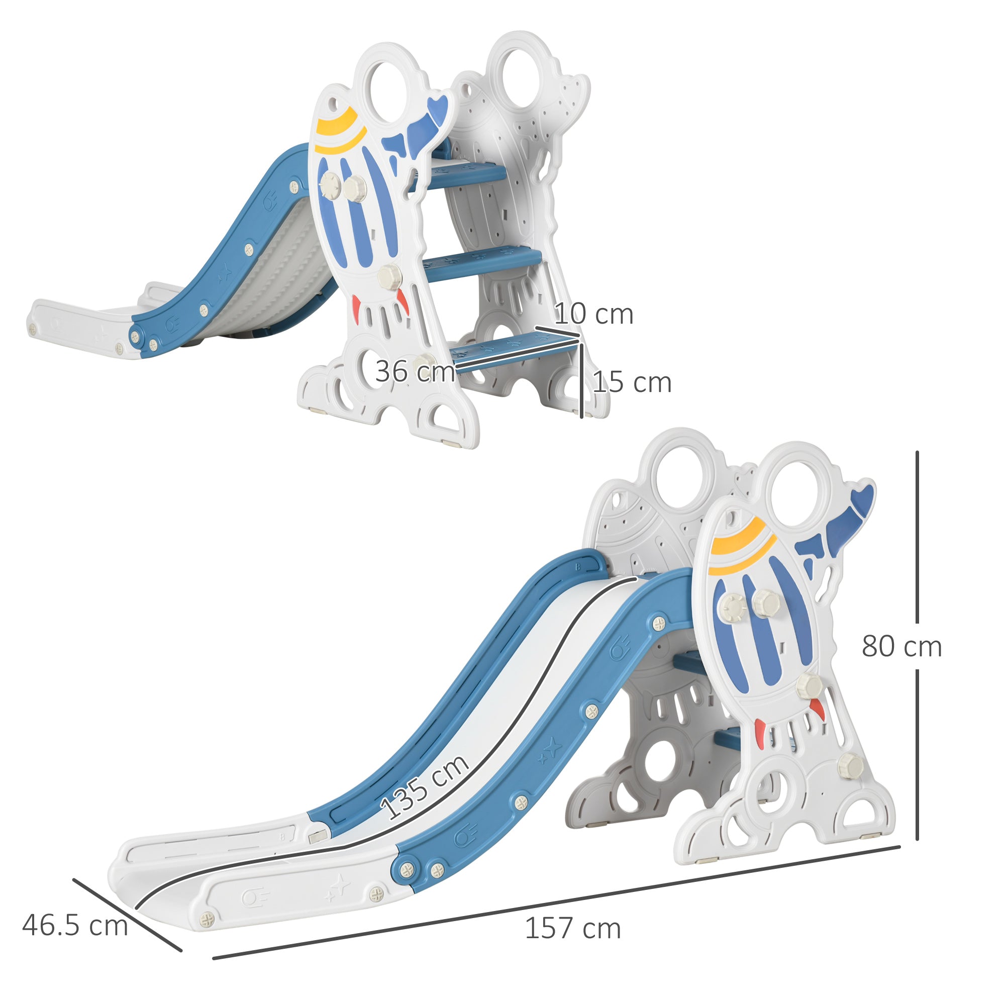 Easycomfort Scivolo per Bambini 18-36 Mesi in PE e PP a Tema Spaziale with Scale Antiscivolo, 157x46.5x80 cm