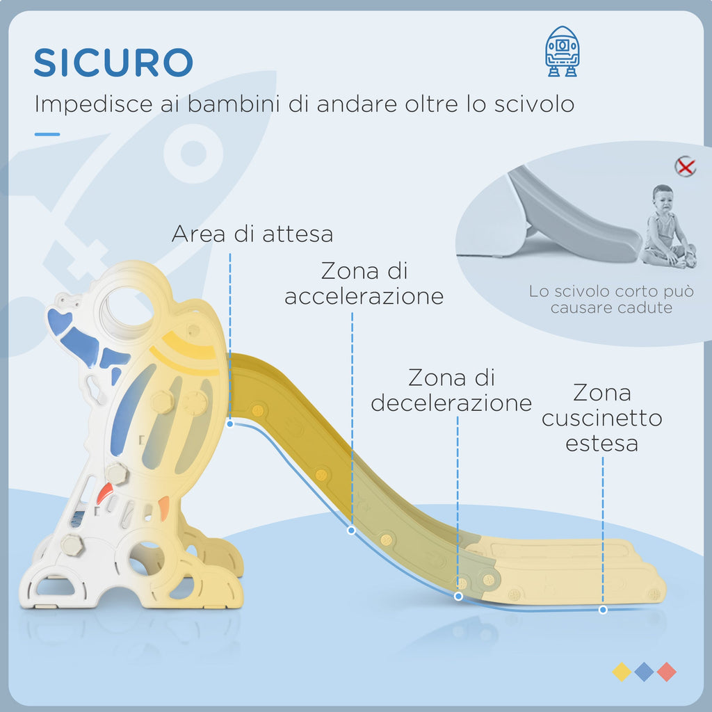 Easycomfort Scivolo per Bambini 18-36 Mesi in PE e PP a Tema Spaziale with Scale Antiscivolo, 157x46.5x80 cm