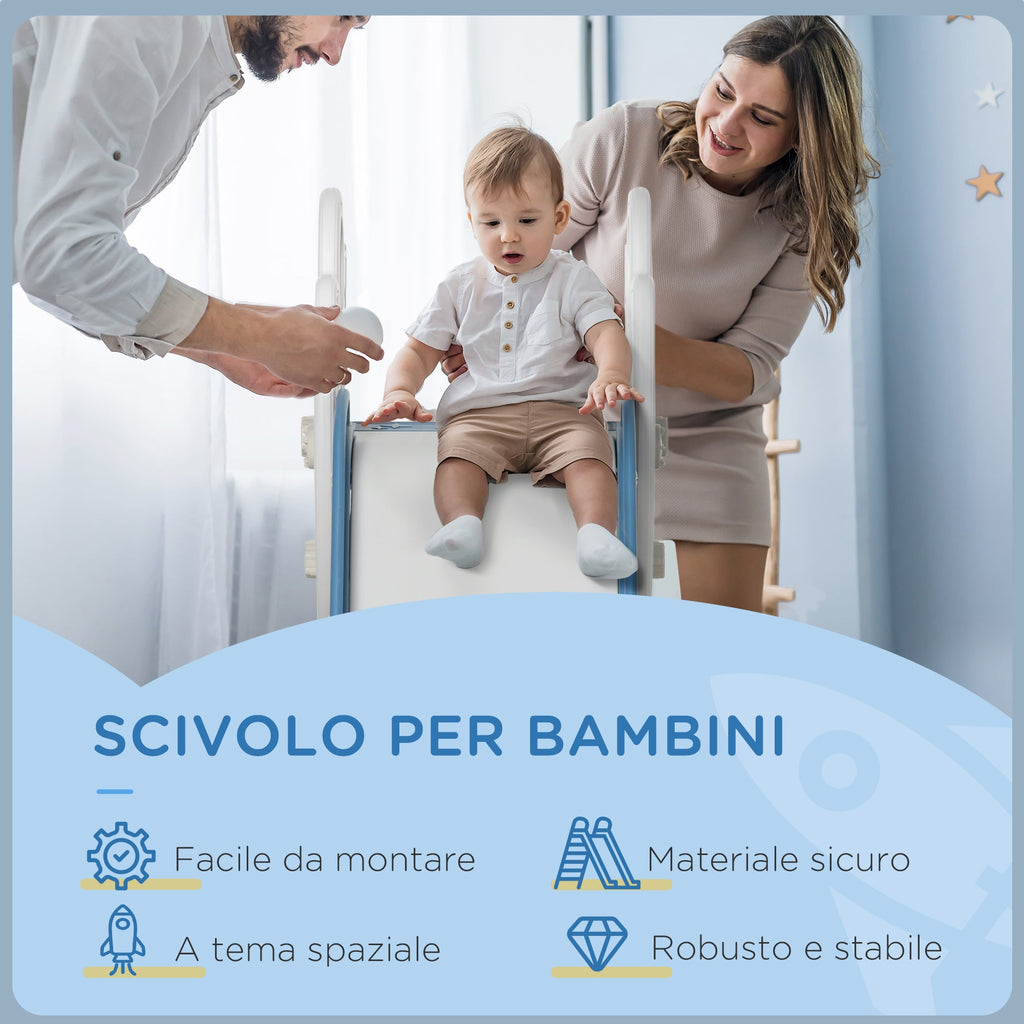 Easycomfort Scivolo per Bambini 18-36 Mesi in PE e PP a Tema Spaziale with Scale Antiscivolo, 157x46.5x80 cm