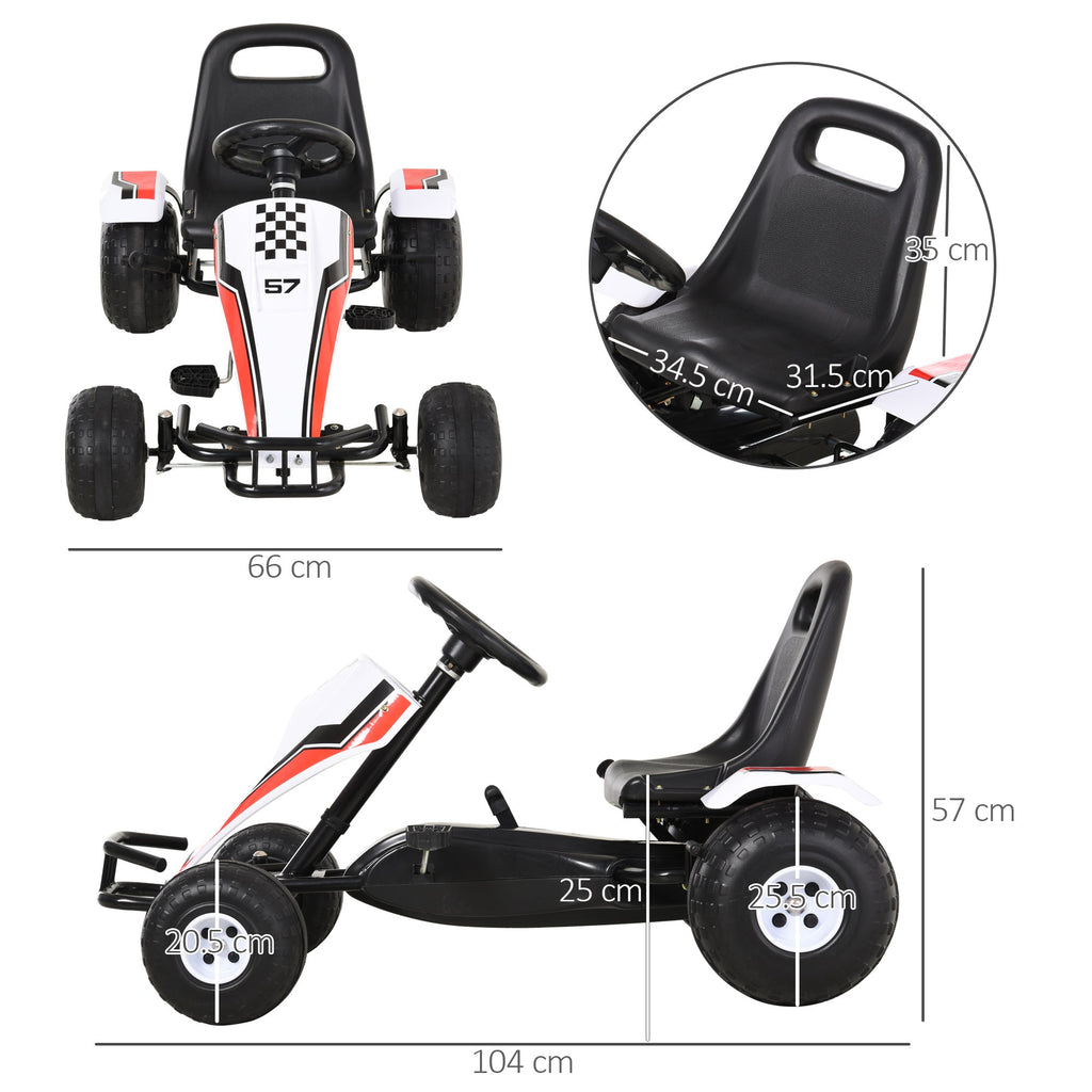 EasyComfort skelter – wit, verstelbare stoel, handrem (3–8 jaar)