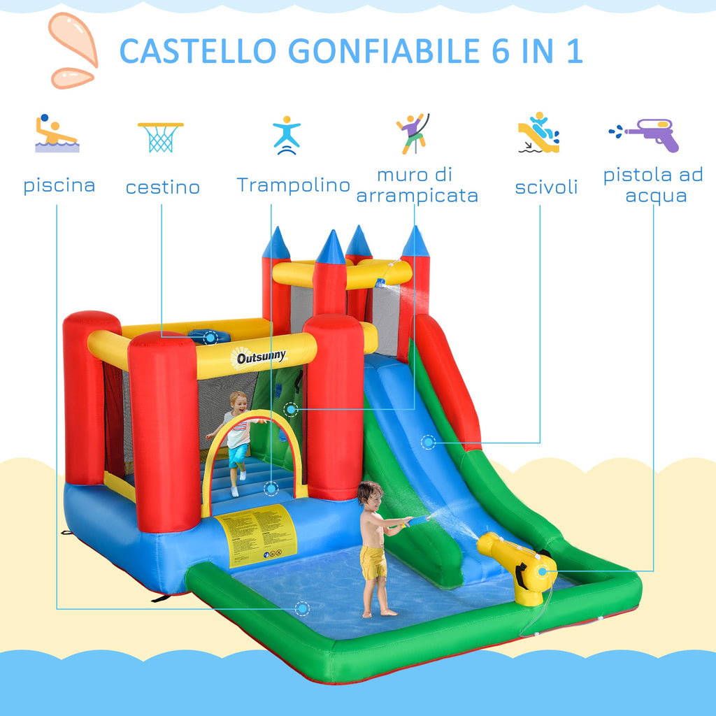 EASYCOMFORT Inflatable Game for Children 3-8 Years with Slide, Trampoline, Pool, max 4 Children, 330x245x215cm