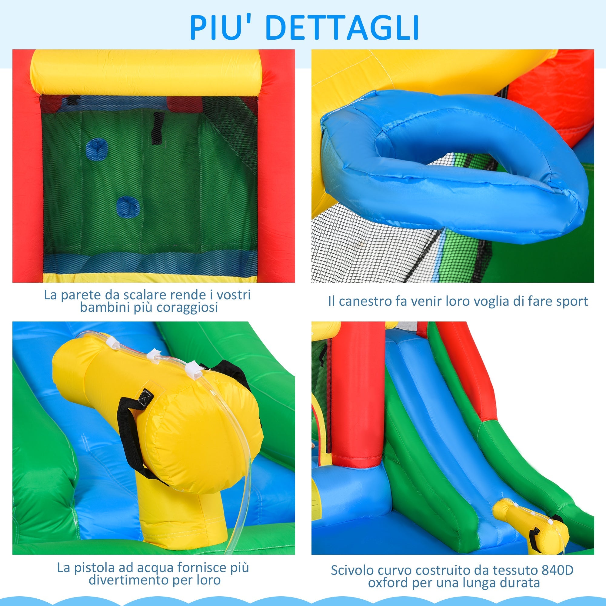 EASYCOMFORT Inflatable Game for Children 3-8 Years with Slide, Trampoline, Pool, max 4 Children, 330x245x215cm