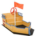 Easycomfort Sabbiera per Bambini in Legno a Forma di Nave dei Pirati with Vano Contenitore, 158x78x45.5 cm