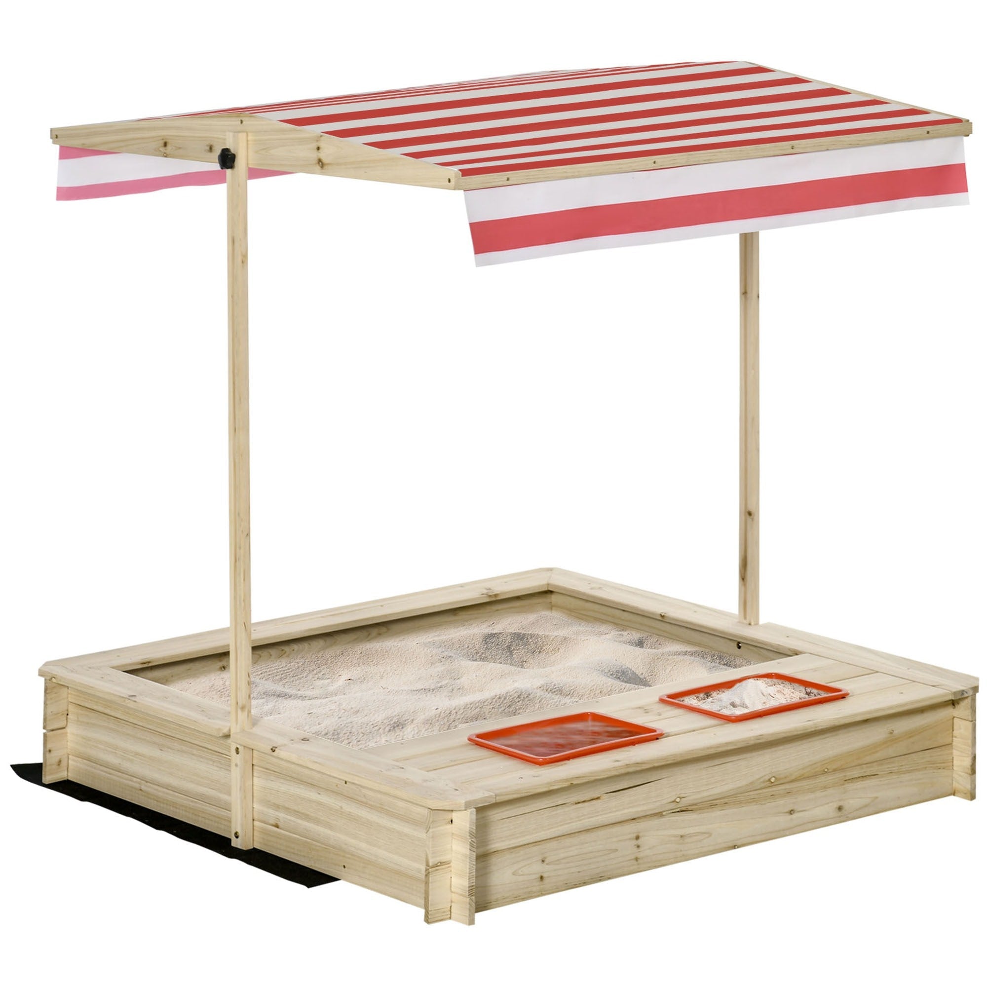 Easycomfort Sabbiera per Bambini 3-8 Anni with Tettuccio Regolabile, in Legno di Abete e Poliestere, 118x118x118 cm