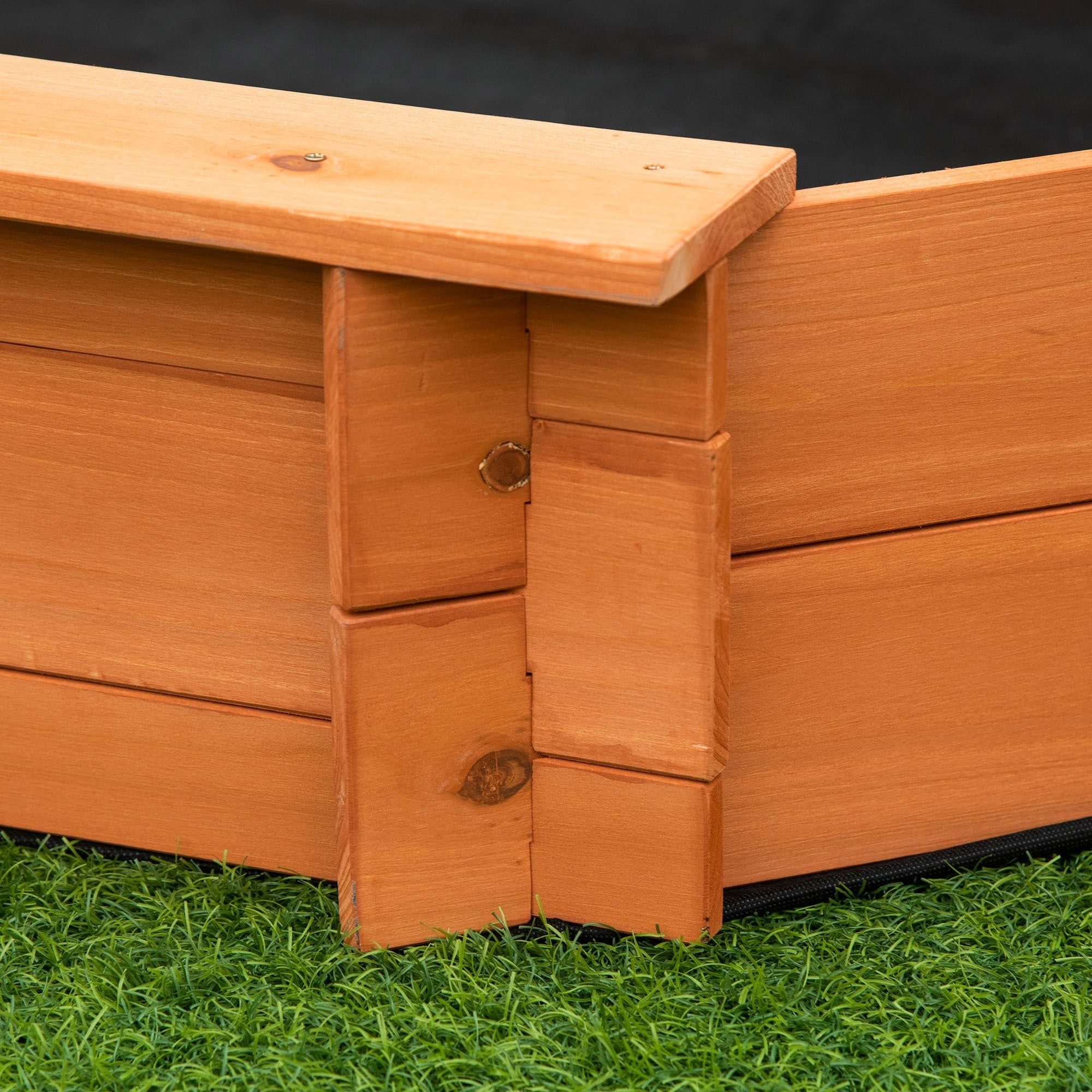 Easycomfort Sabbiera per Bambini in Legno with Sedili e Copertura, Età 3-8 Anni, 139.5x139.5x21.5cm