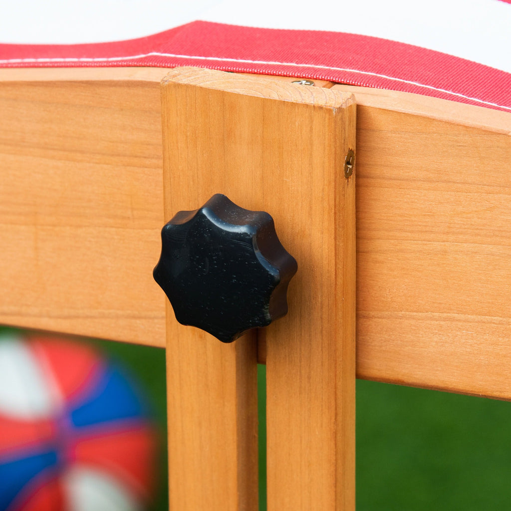 Easycomfort Sabbiera per Bambini in Legno with Tettuccio Regolabile, Sedute e Vaschette, 107.5x107.5x100 cm